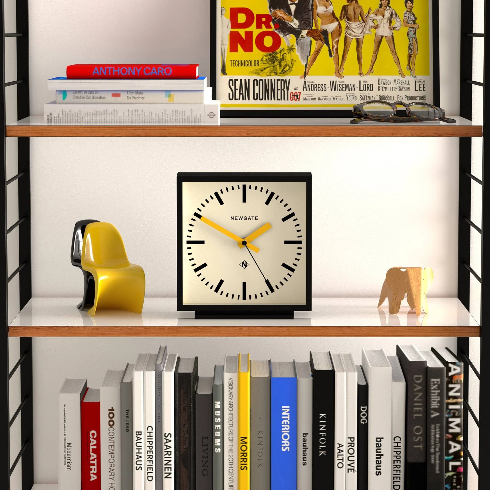Newgate Amp mantel clock in black with yellow hands - Image 3