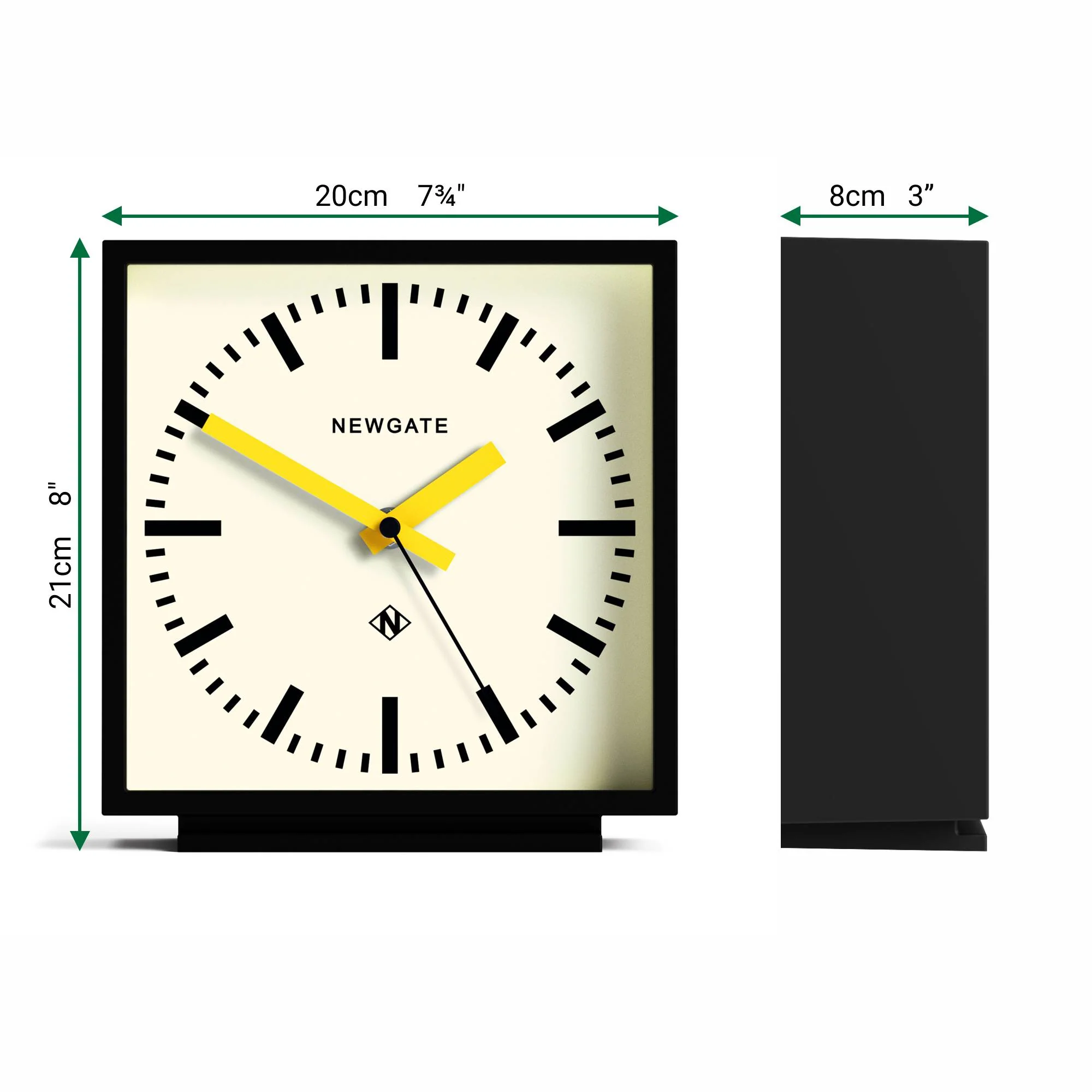 Newgate Amp mantel clock in black with yellow hands - Image 4