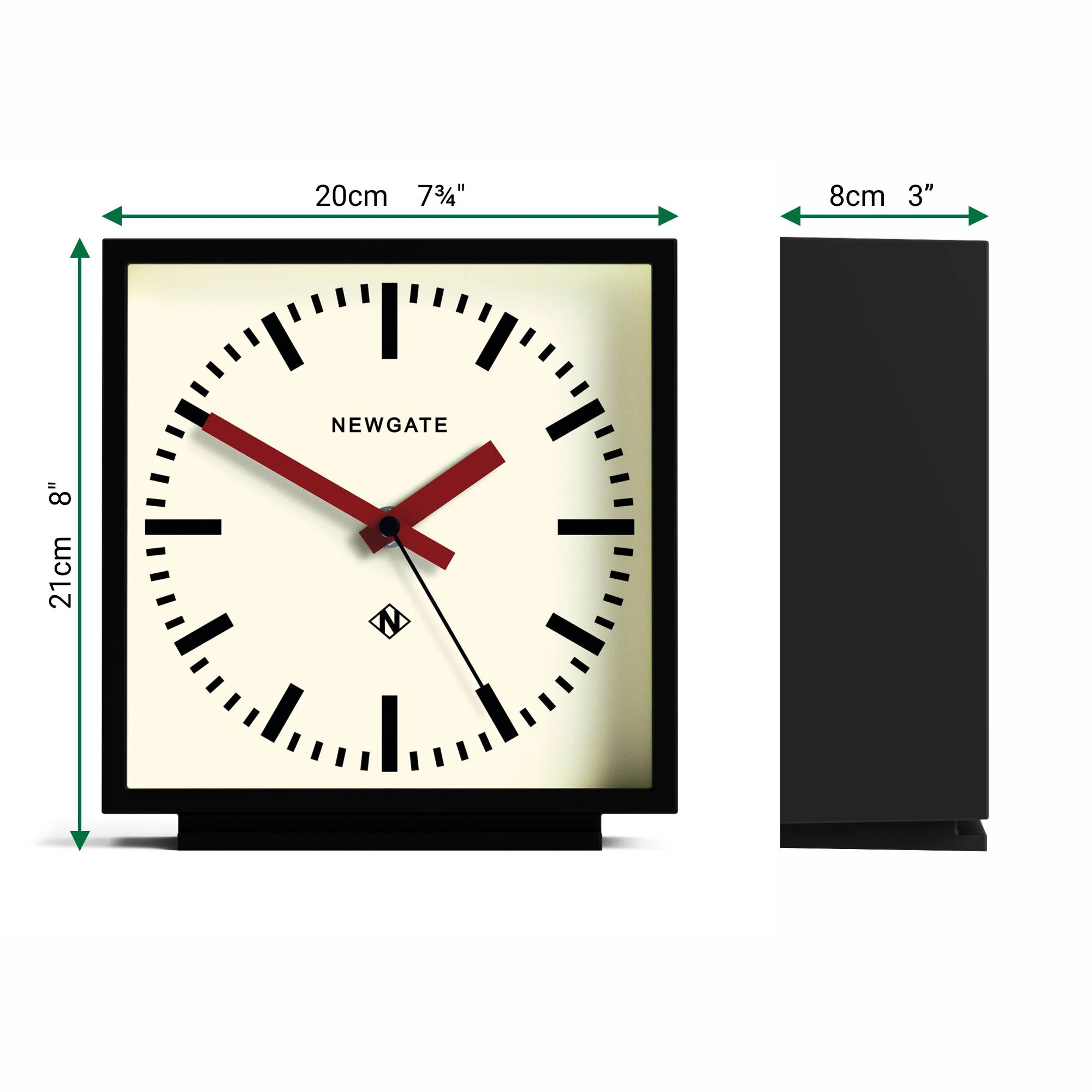 Newgate Amp mantel clock in black with red hands - Image 4