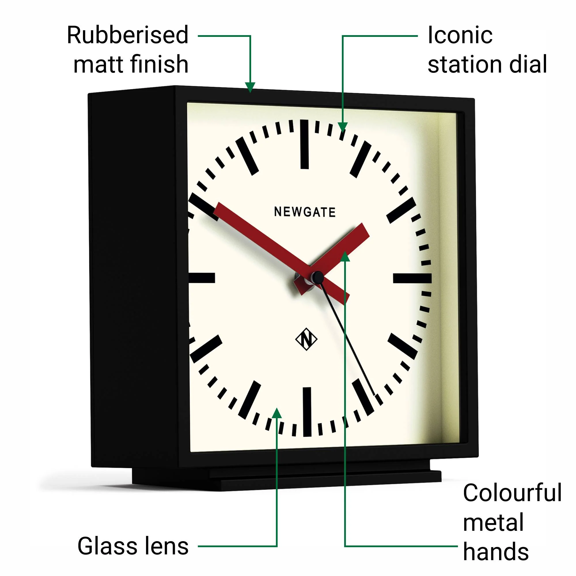 Newgate Amp mantel clock in black with red hands - Image 6