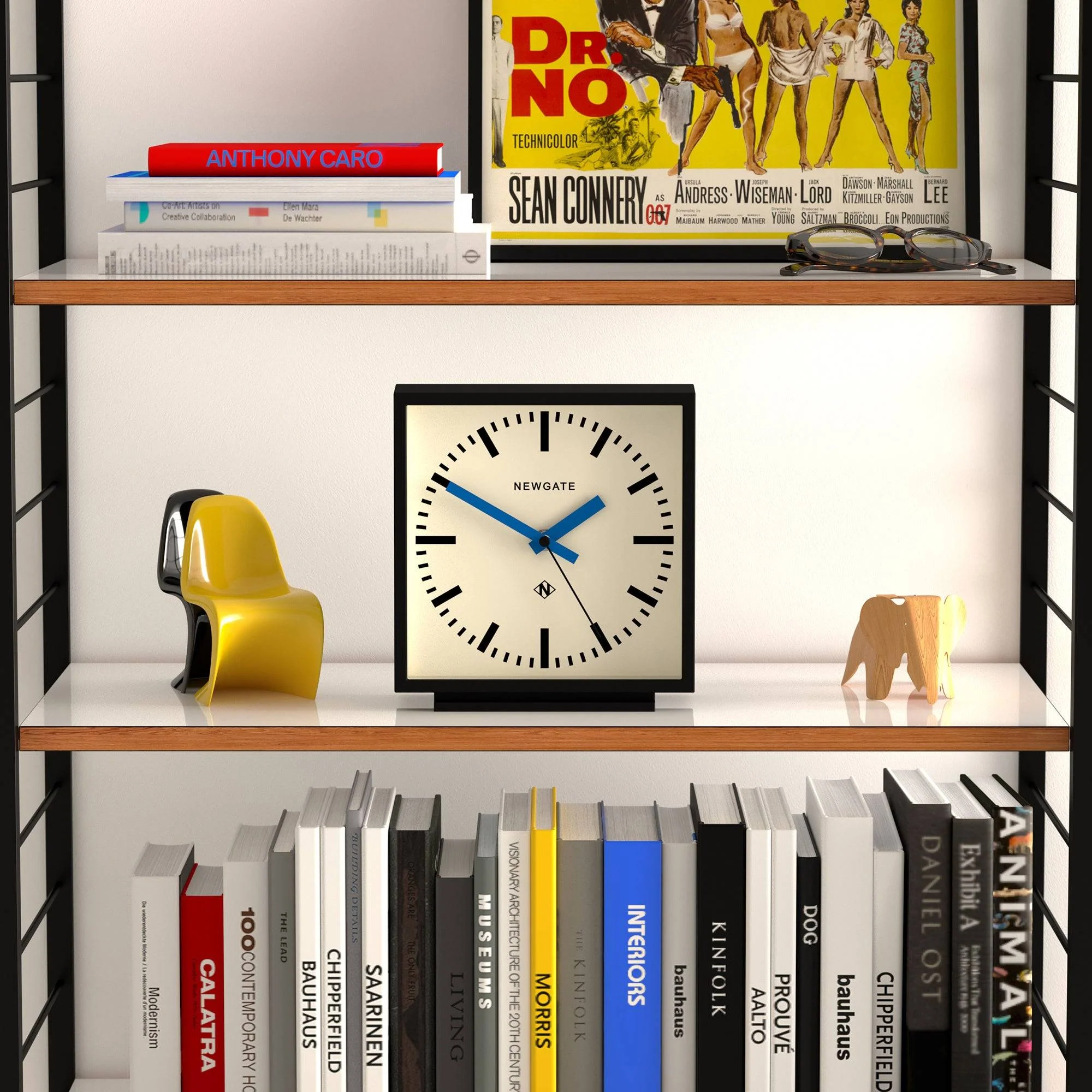 Newgate Amp mantel clock in black with blue hands - Image 3