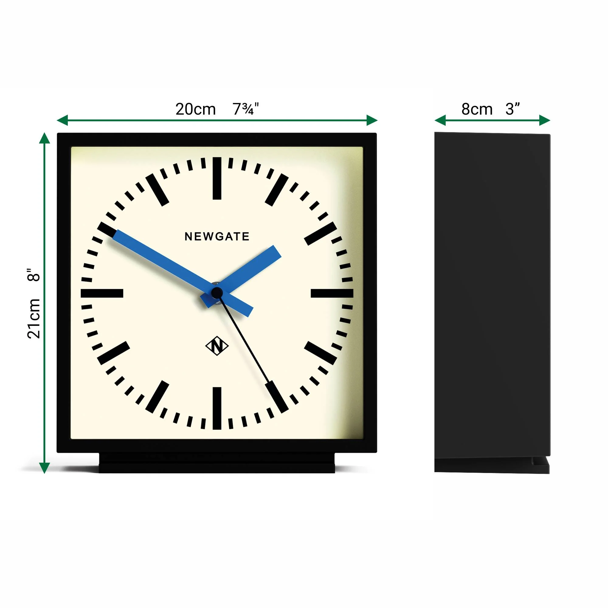 Newgate Amp mantel clock in black with blue hands - Image 4