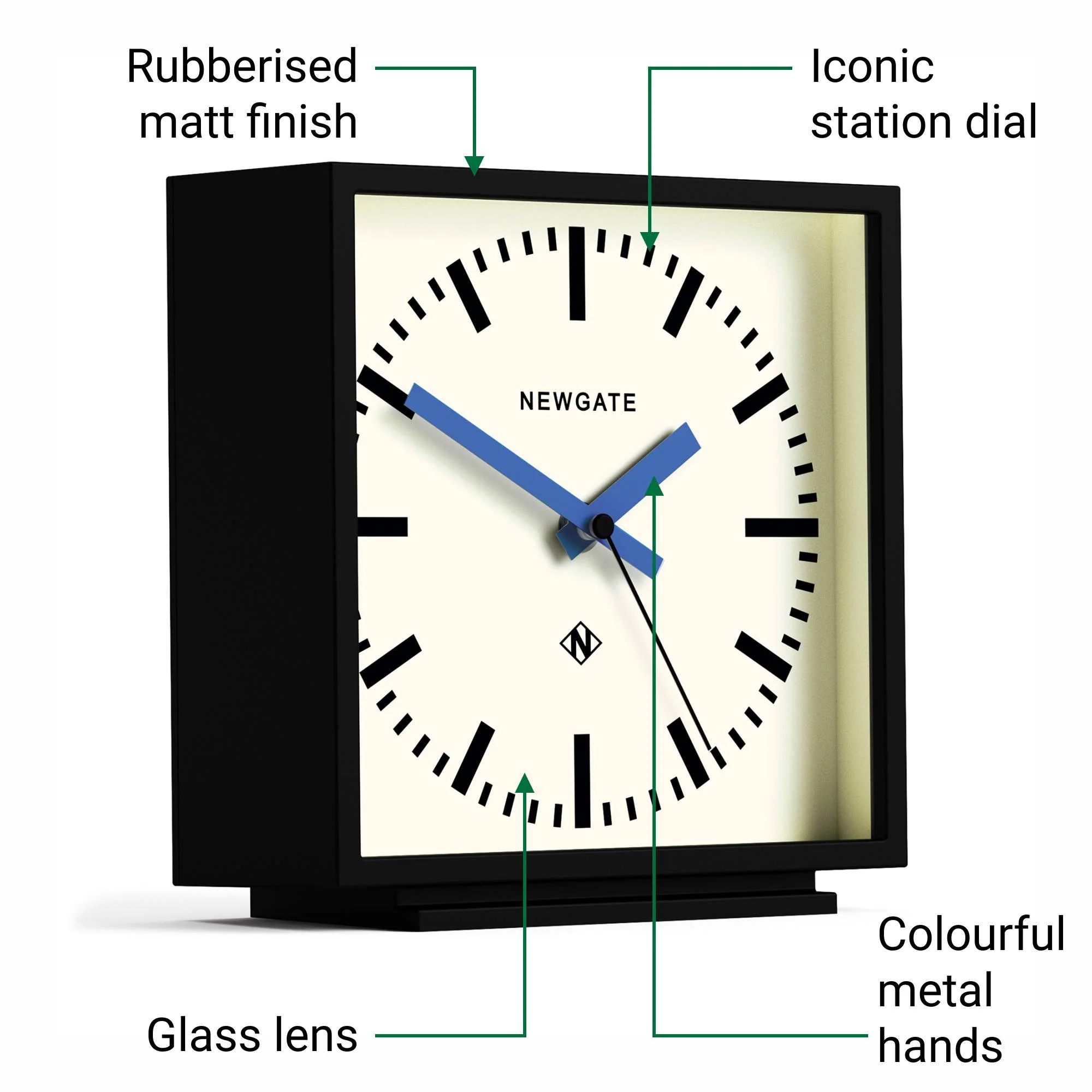 Newgate Amp mantel clock in black with blue hands - Image 6