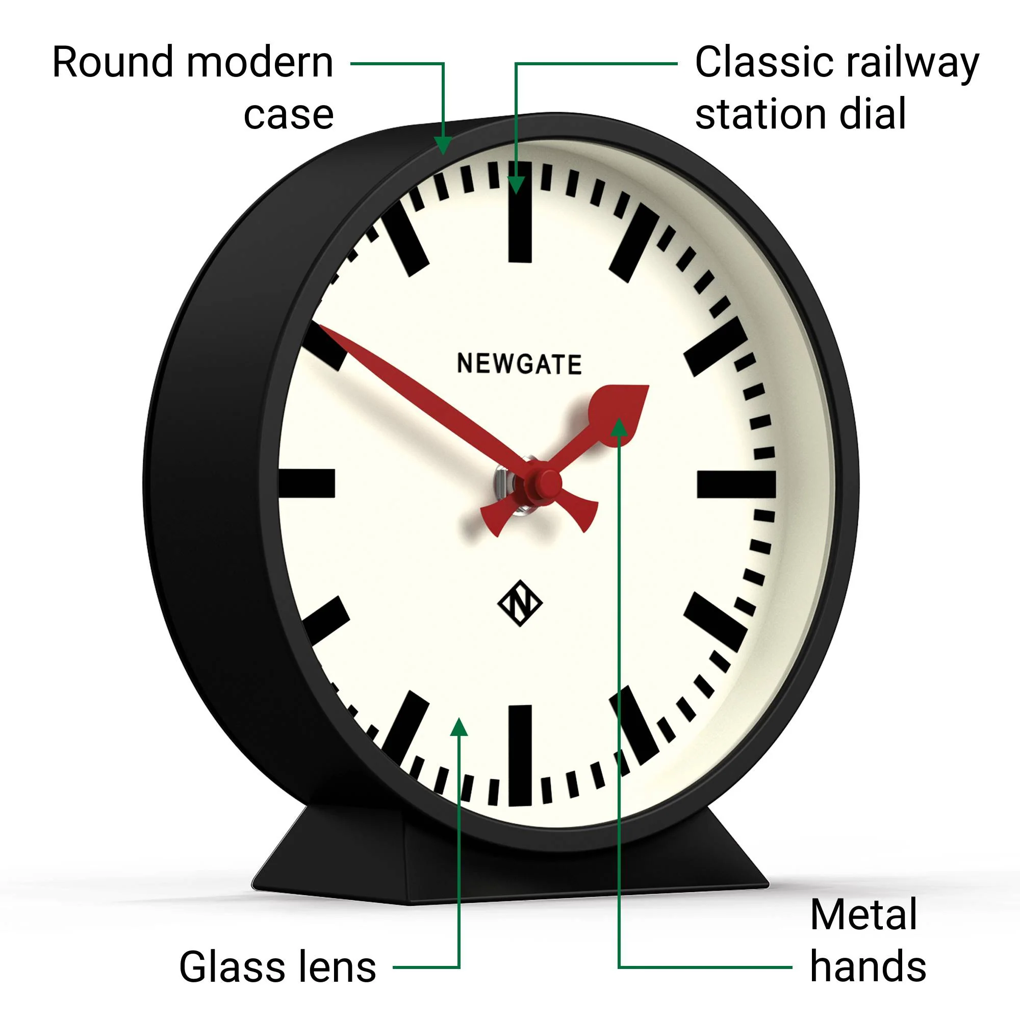 Newgate M Mantel Railway clock in black - Image 6