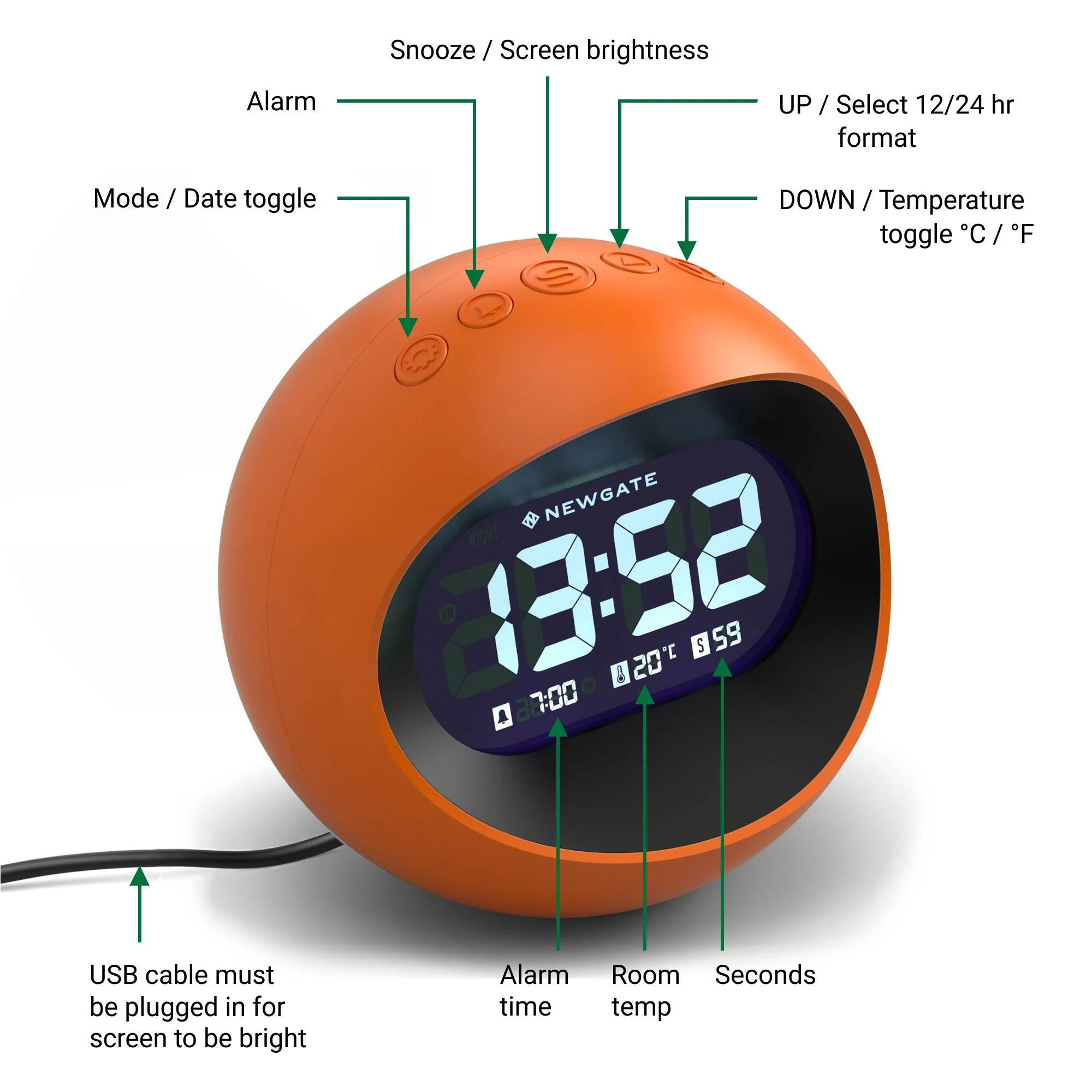 Newgate Centre of the Earth LCD alarm in orange - Image 7