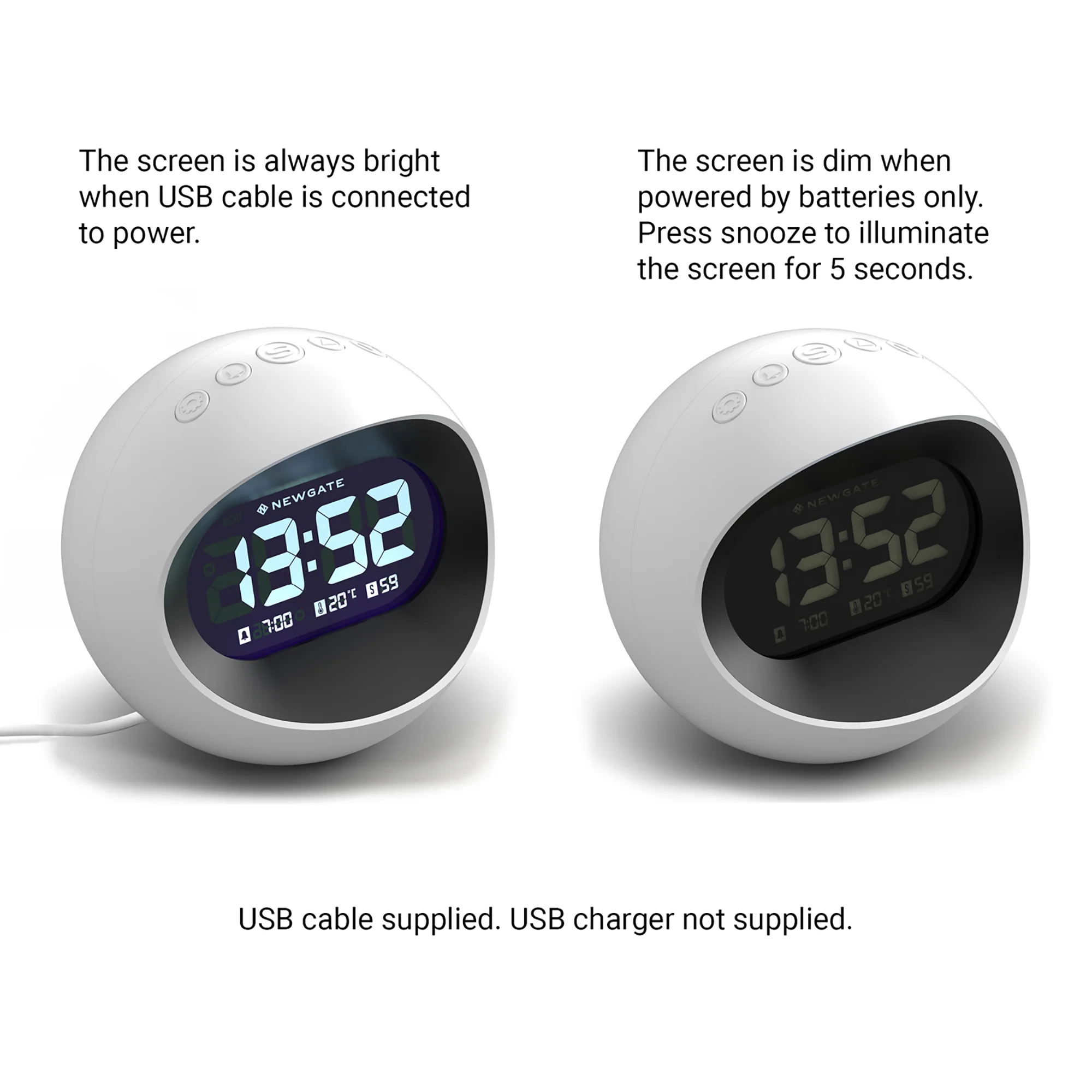 Newgate Centre of the Earth LCD alarm in white - Image 8