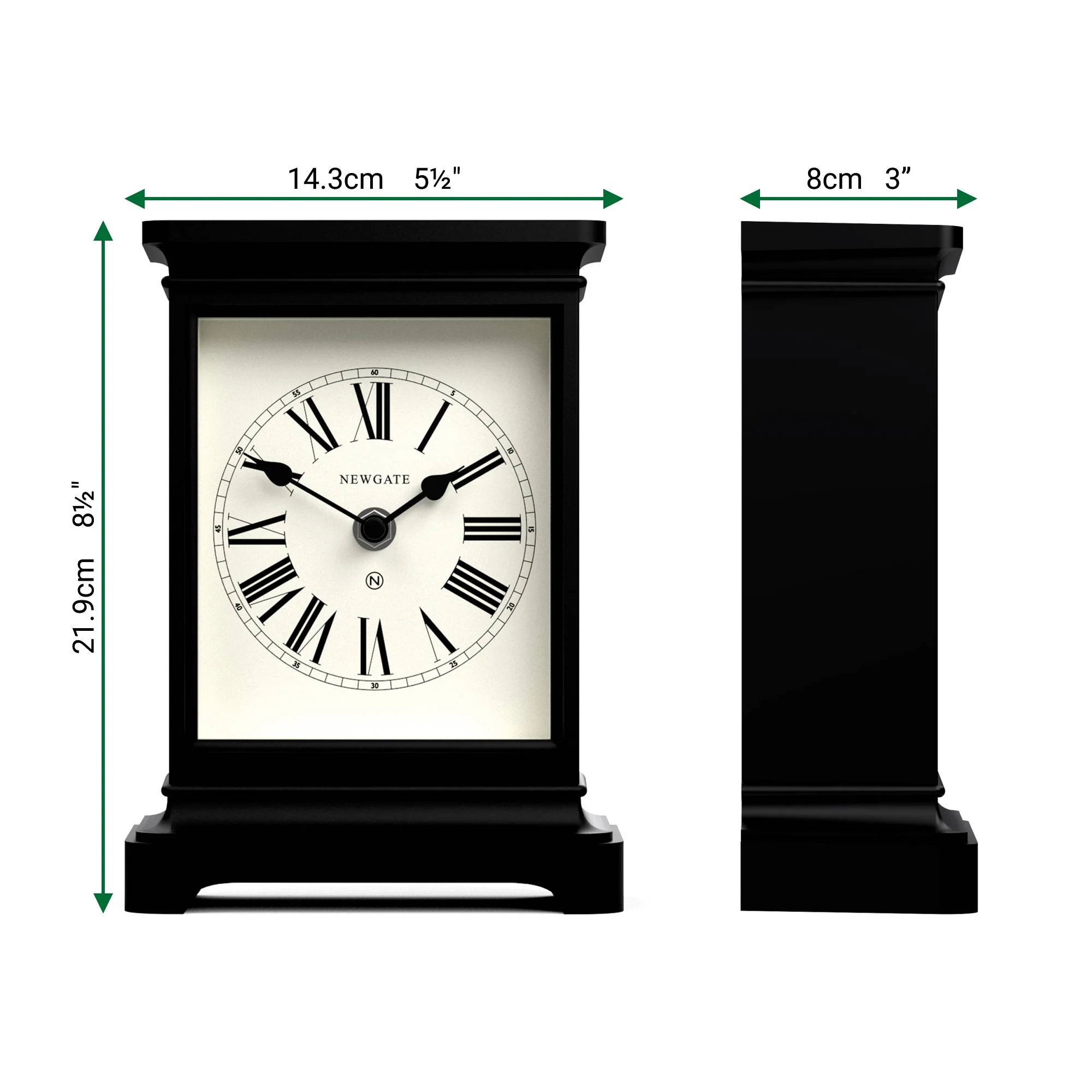 Newgate Time Lord mantel clock in black - Image 4