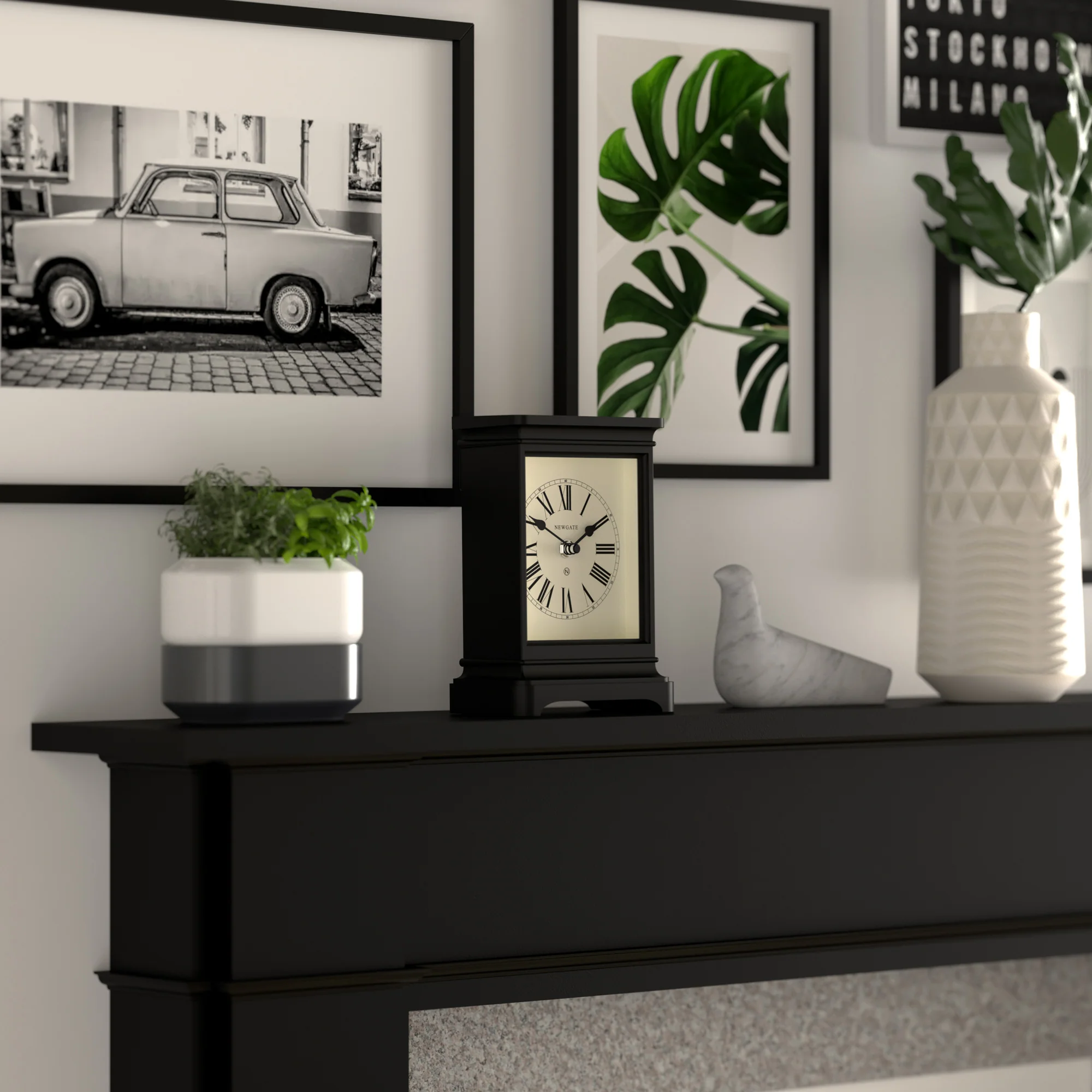 Newgate Time Lord mantel clock in black - Image 5