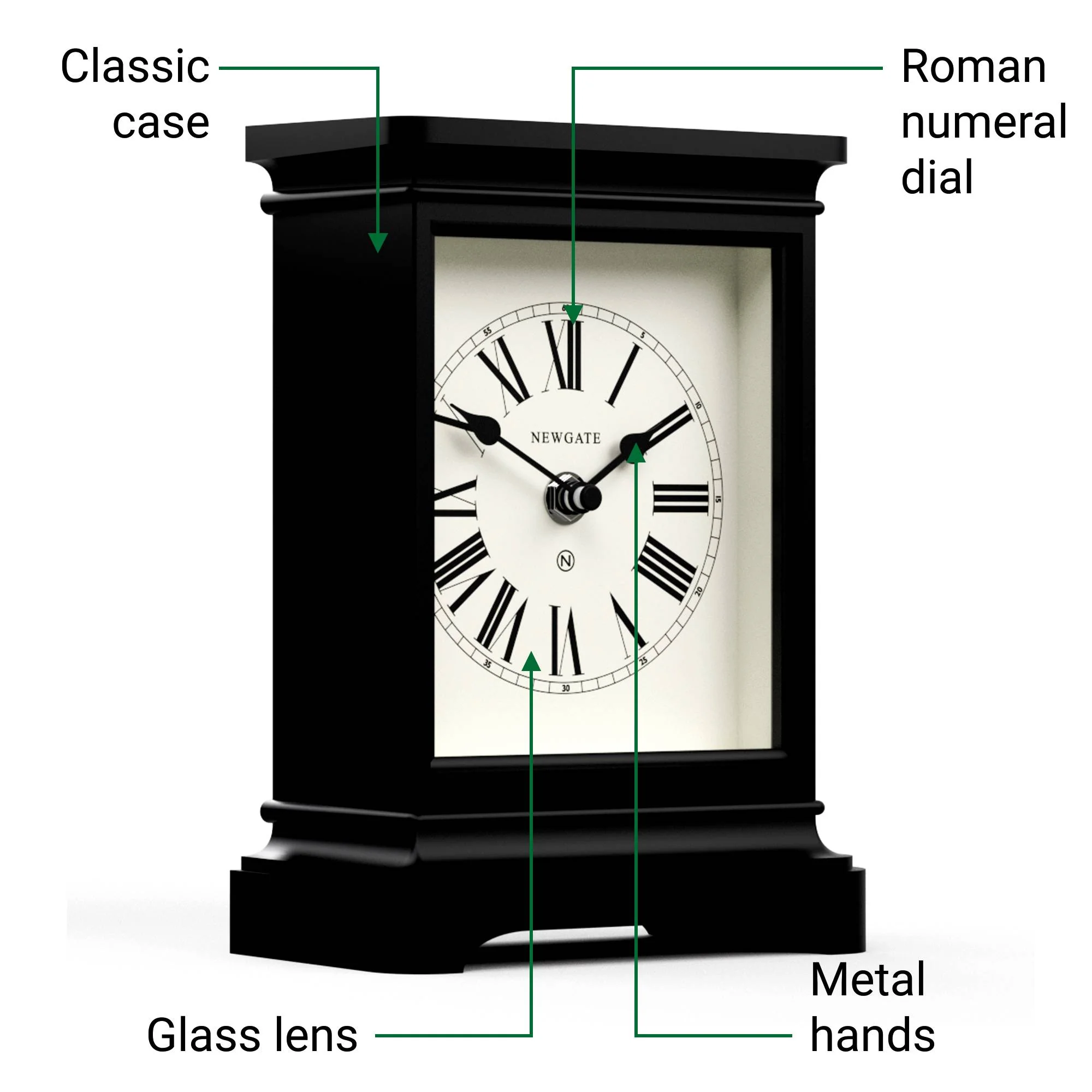 Newgate Time Lord mantel clock in black - Image 6