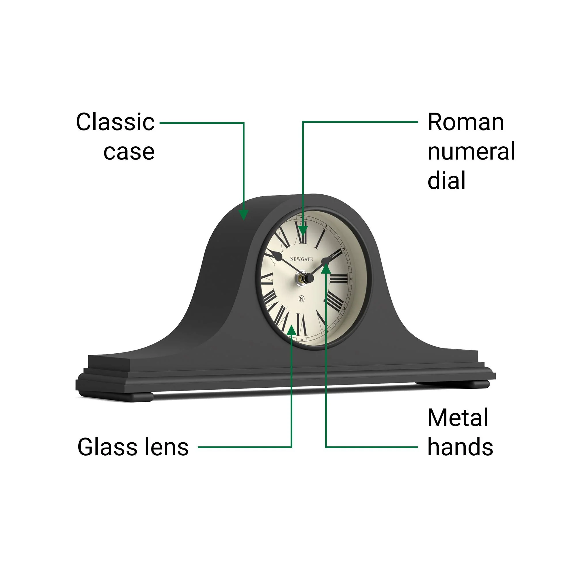 Newgate Time Machine mantel clock in dark grey - Image 6