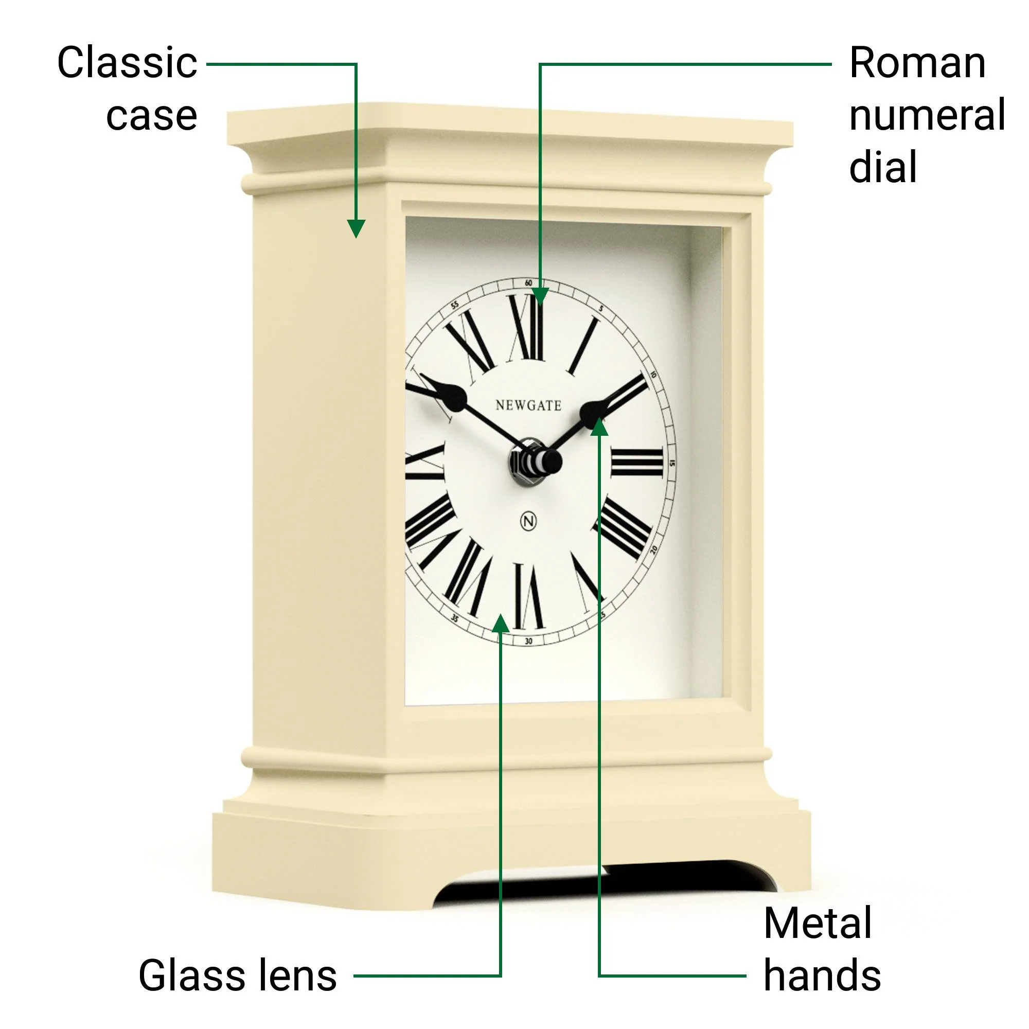 Newgate Time Lord mantel clock in cream - Image 6