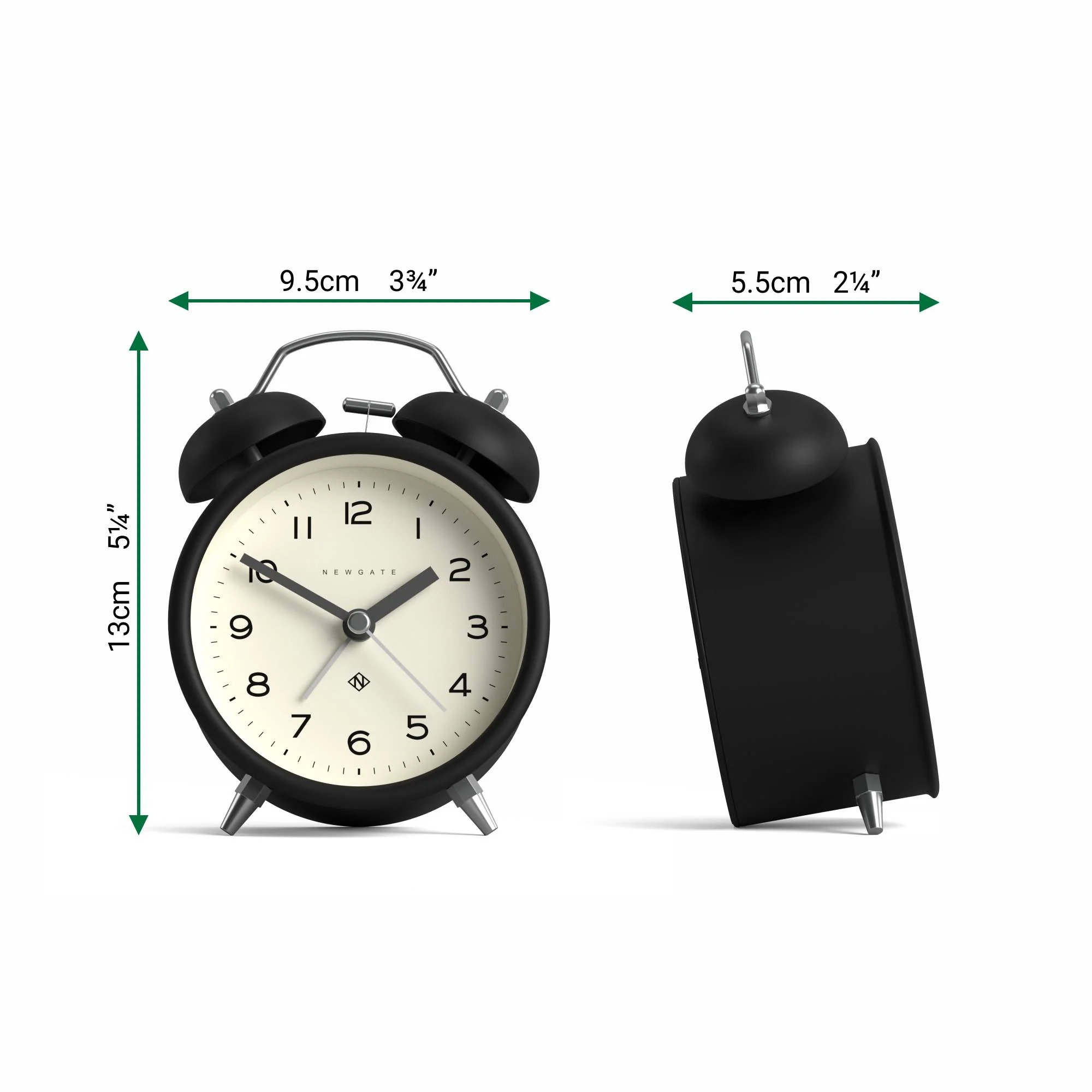 Newgate Charlie Bell alarm clock in black - Image 4