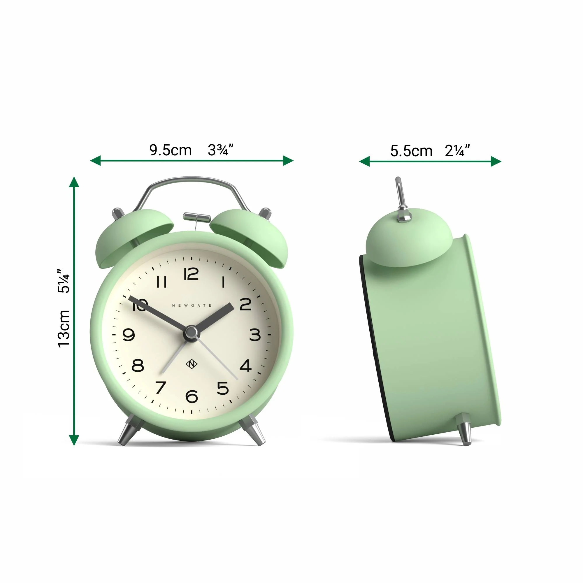 Newgate Charlie Bell alarm clock in neo-mint - Image 3