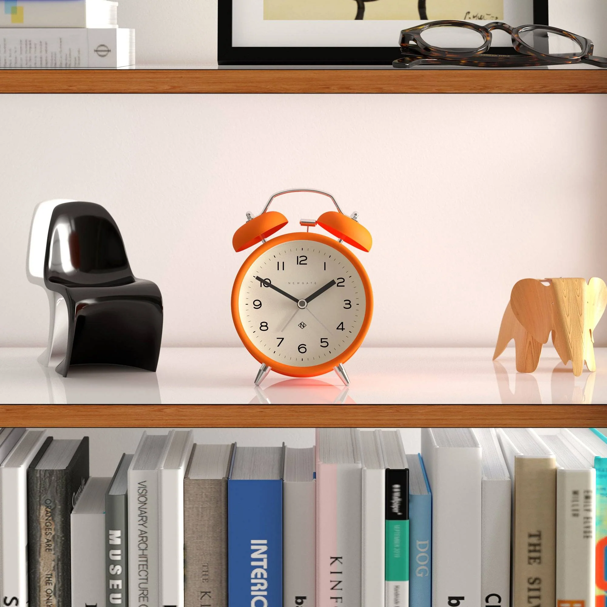 Newgate Charlie Bell alarm clock in orange - Image 3