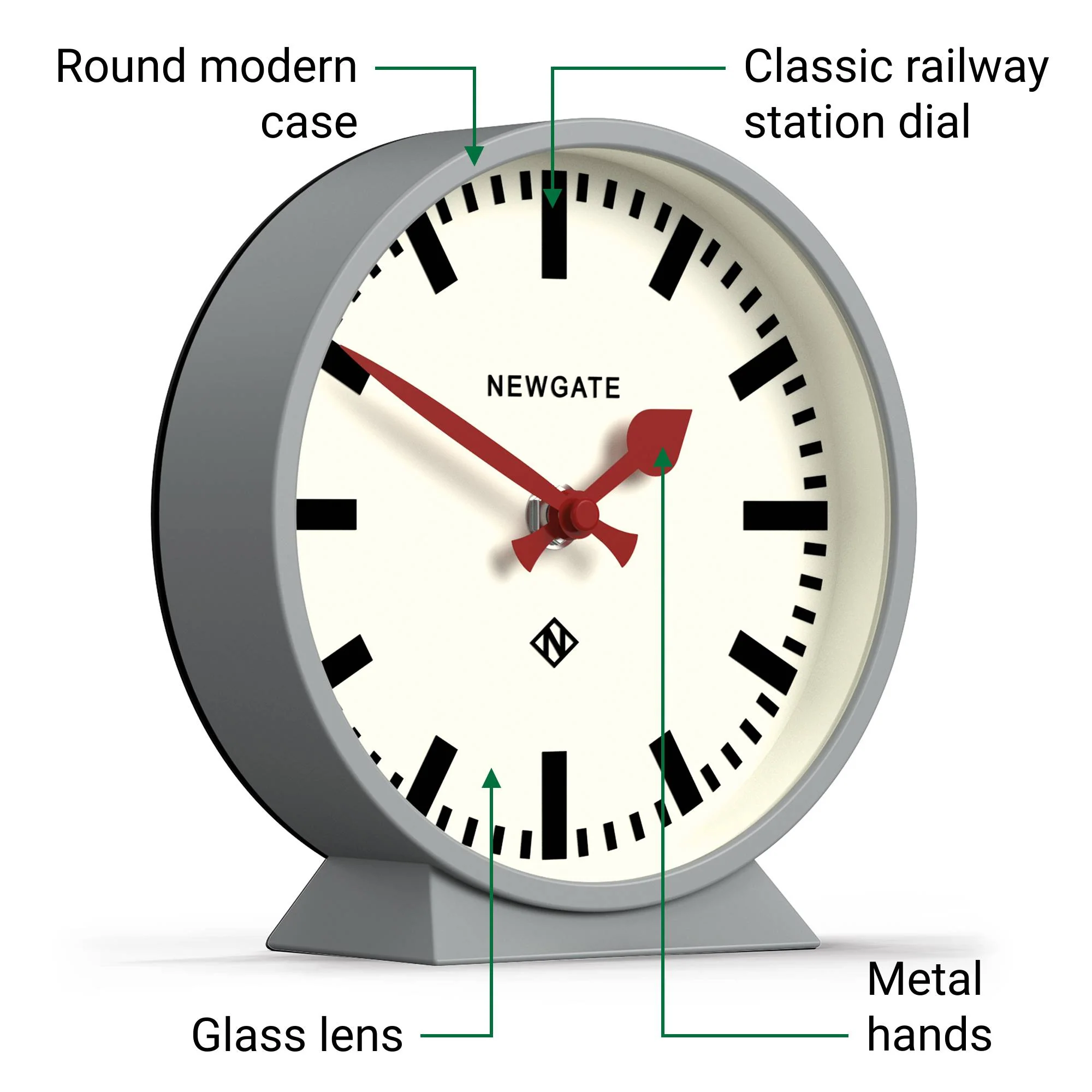 Newgate M Mantel Railway clock in grey - Image 6