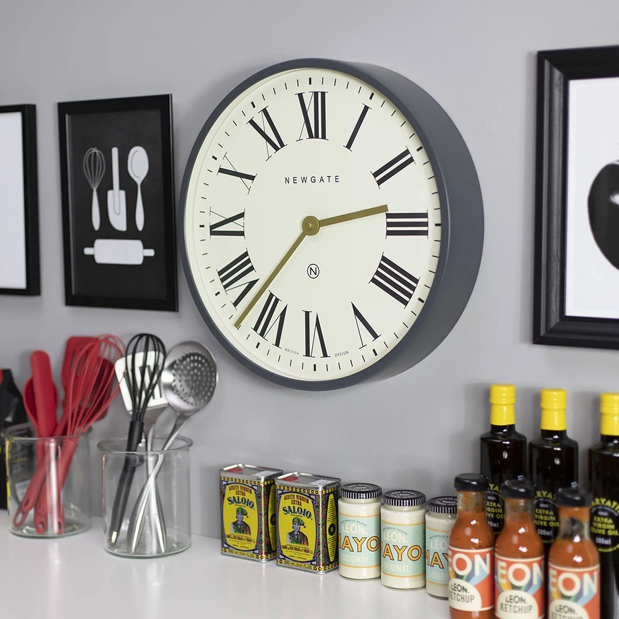 Newgate Mr Butler wall clock in grey and cream - Image 5