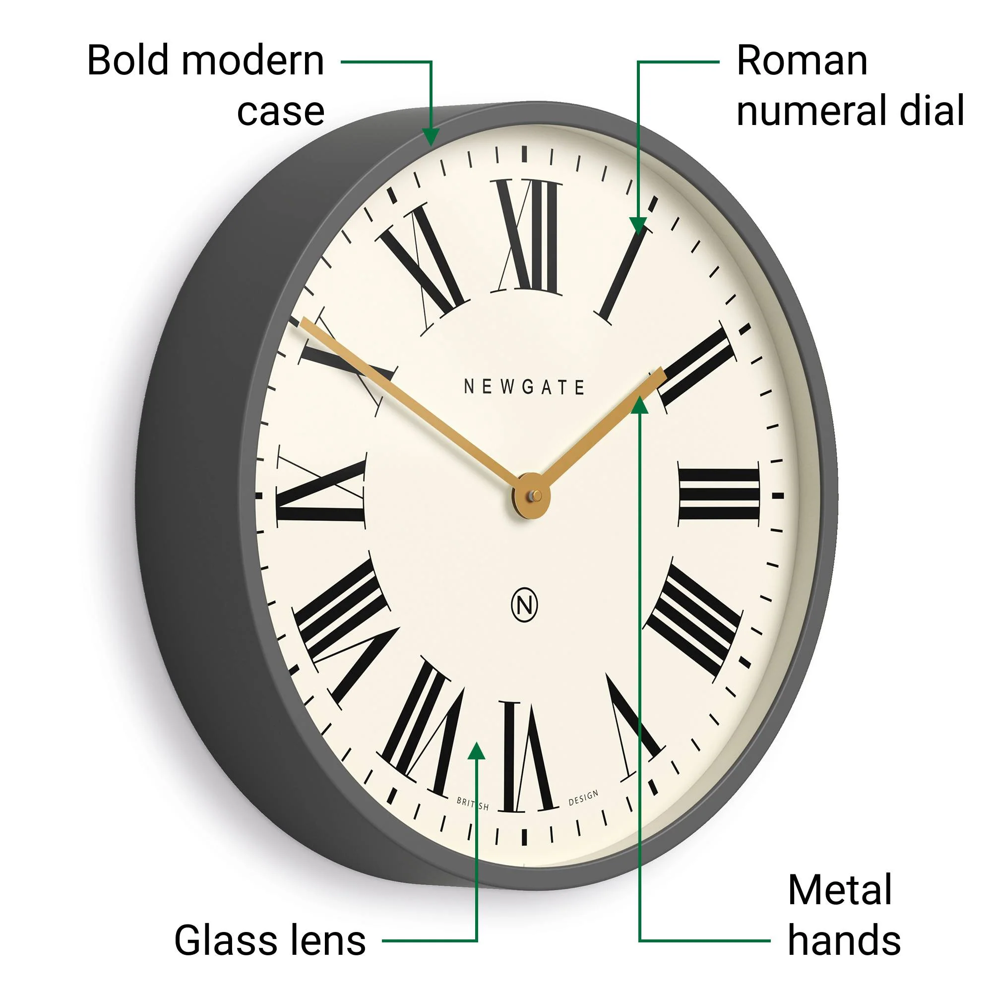 Newgate Mr Butler wall clock in grey and cream - Image 6