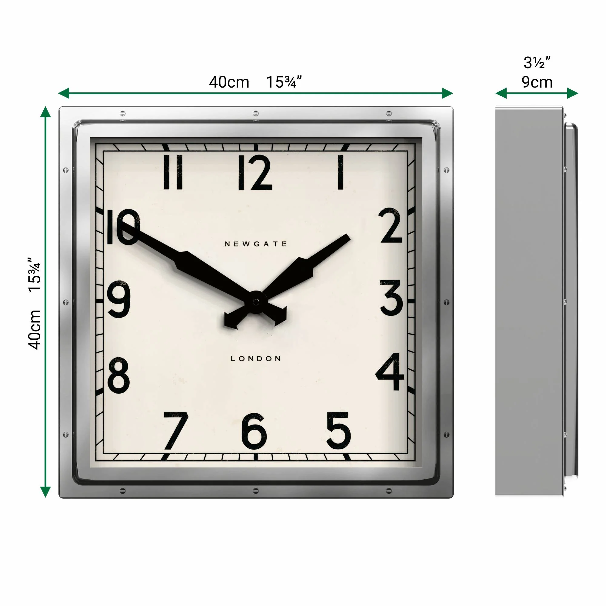 Newgate Quad wall clock in stainless steel - Image 4