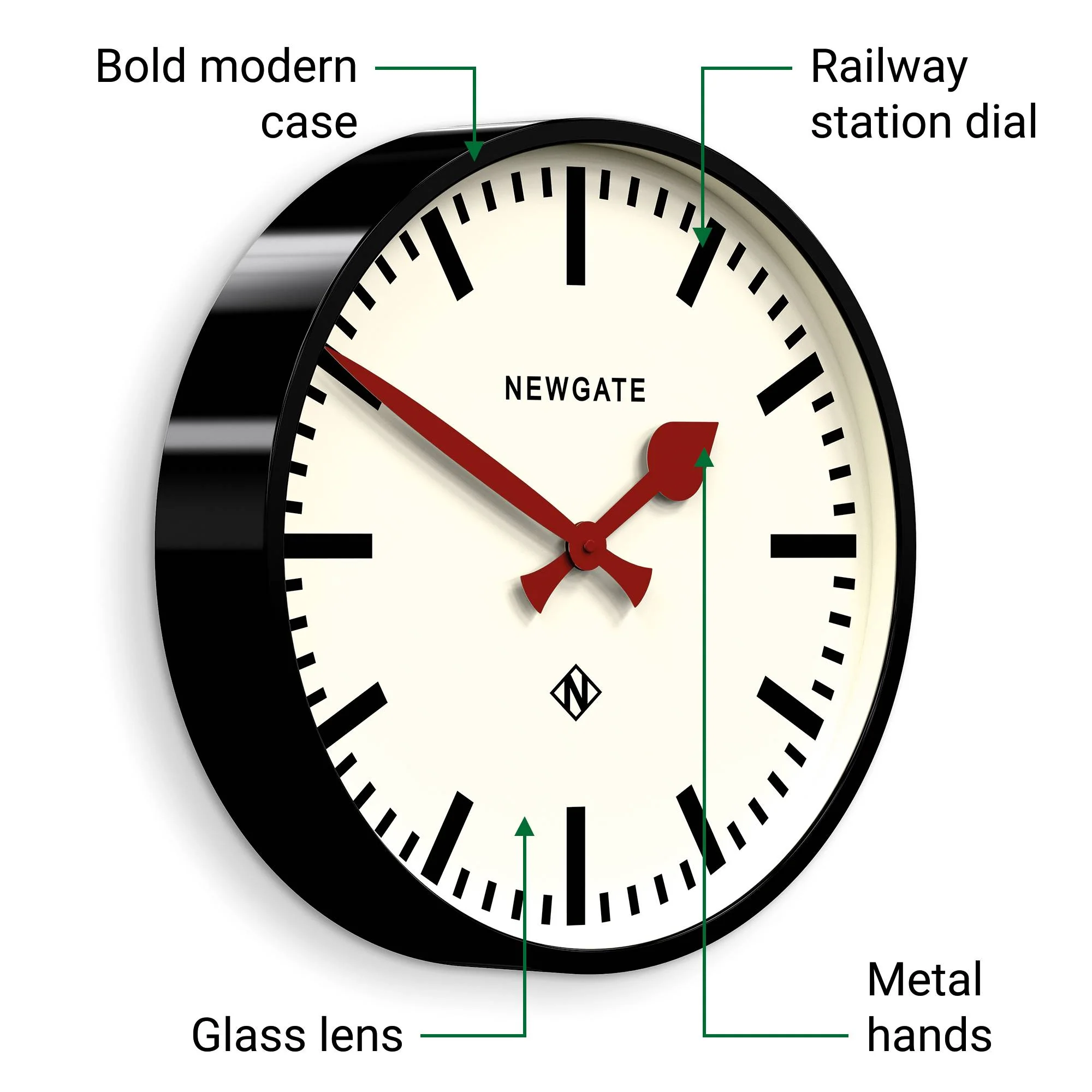 Newgate Putney wall clock in black - Image 6