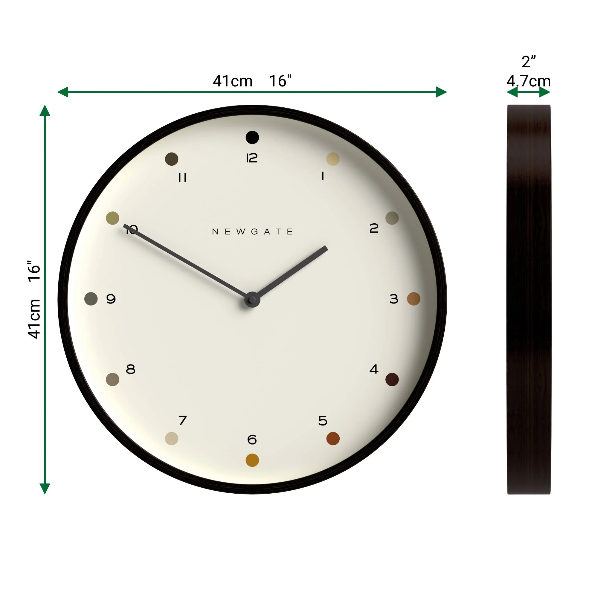 Newgate Mr Clarke dot wall clock in dark wood 40cm - Image 4