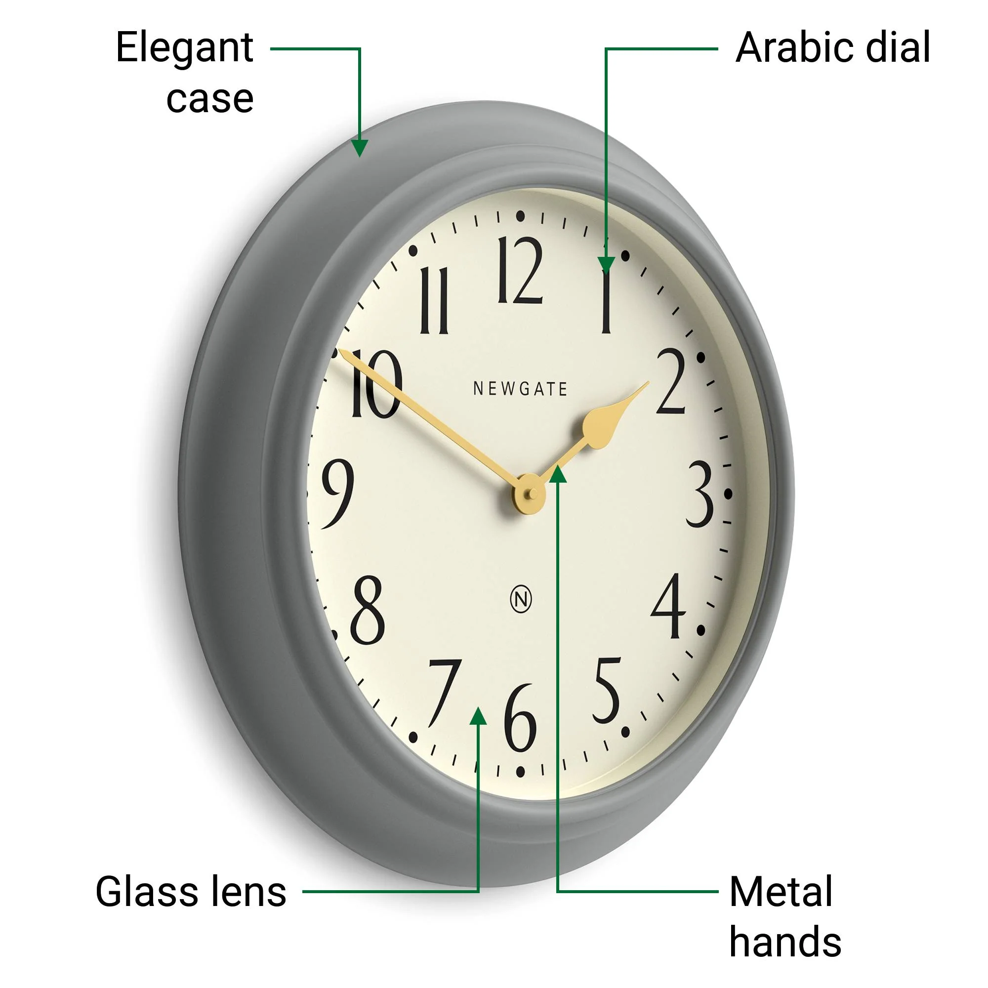 Newgate Westhampton wall clock in grey - Image 6