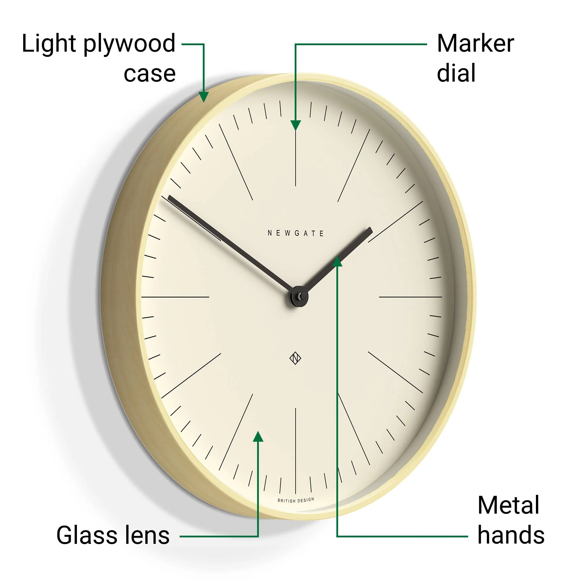 Newgate Mr Clarke marker wall clock in light wood 40cm - Image 6