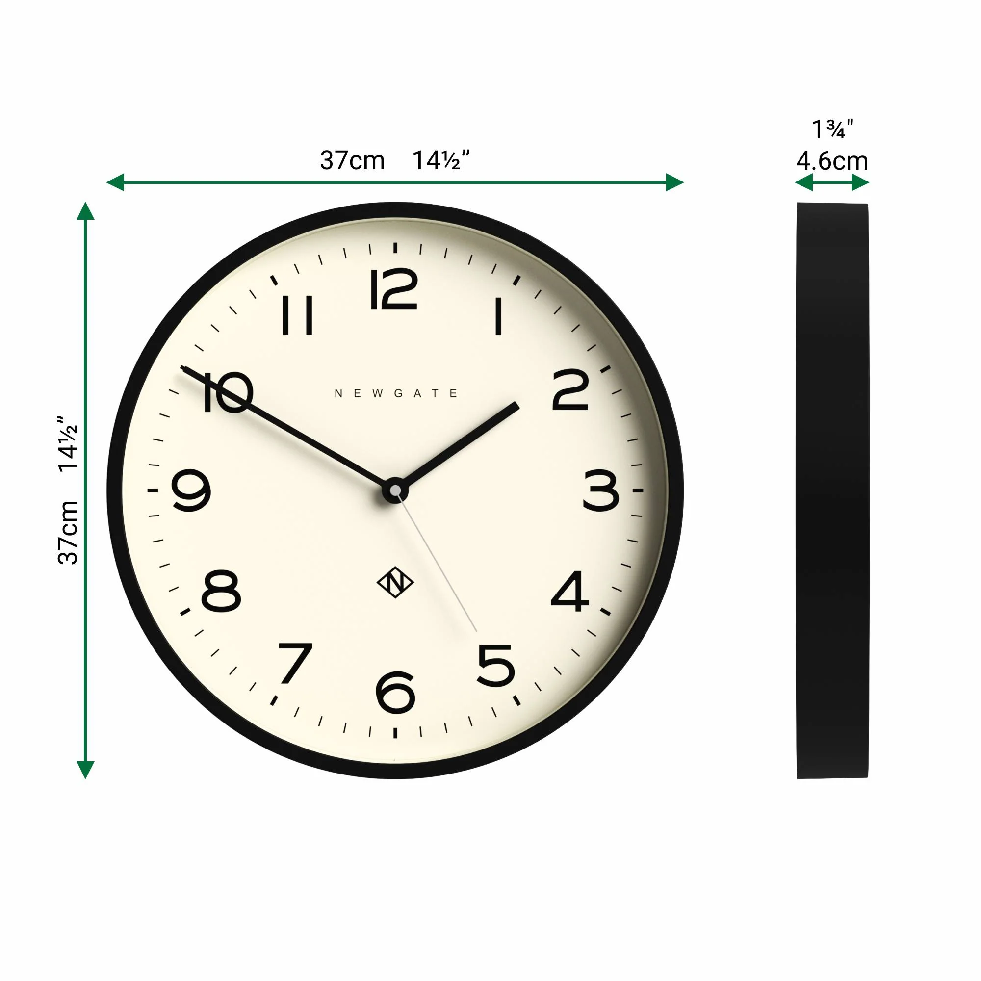 Newgate Echo Number Three wall clock in black - Image 4