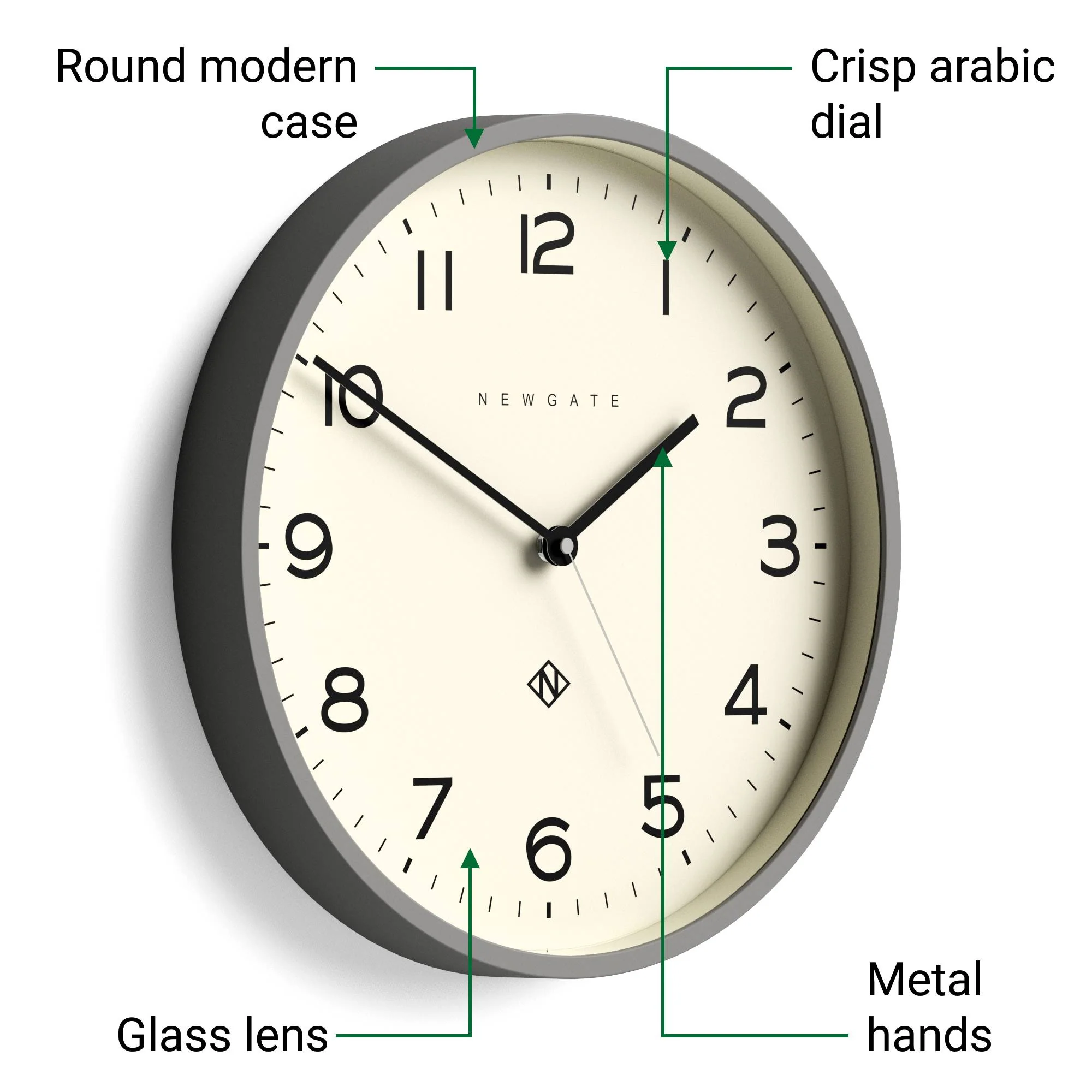 Newgate Echo Number Three wall clock in grey - Image 6