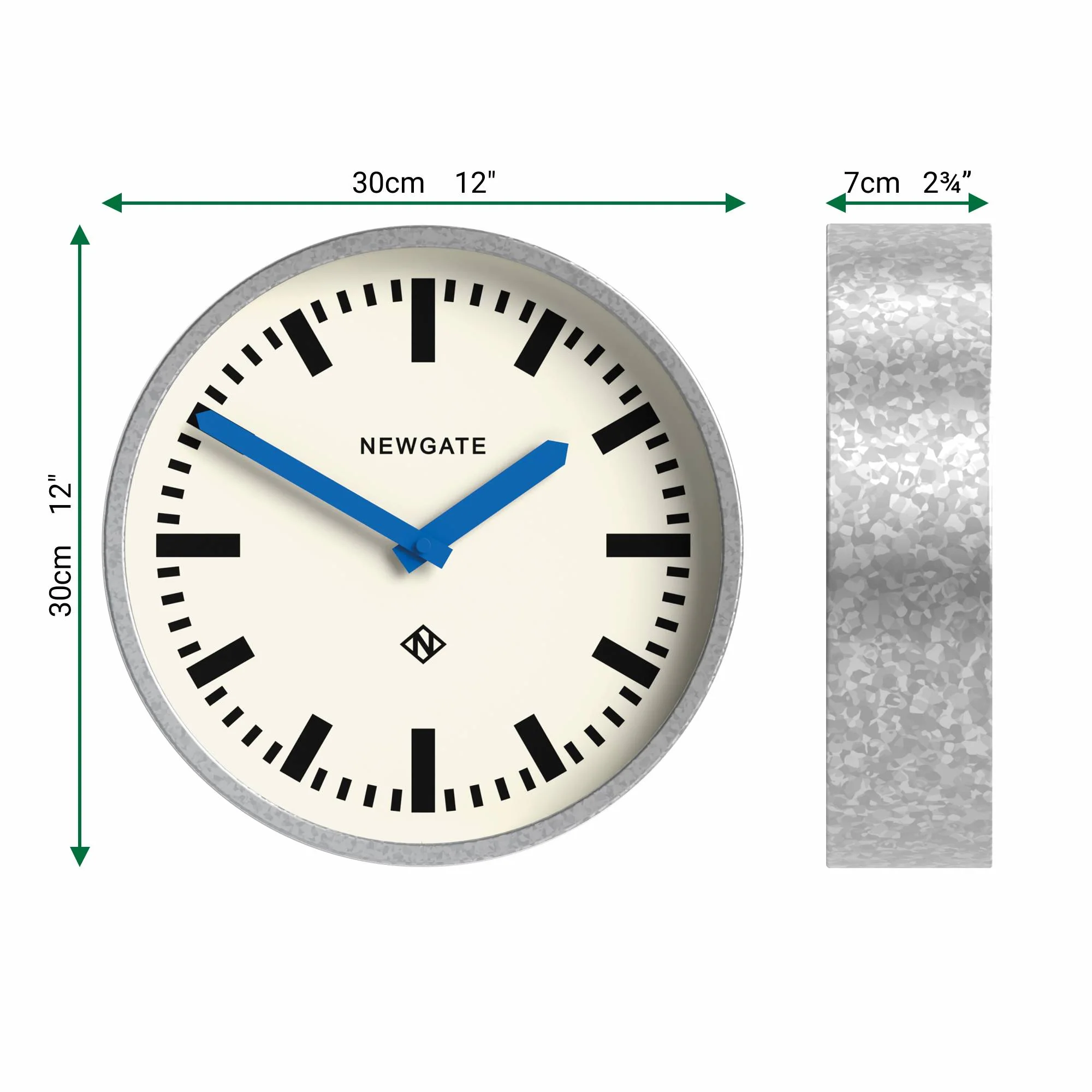 Newgate Luggage wall clock in galvanised and blue - Image 4
