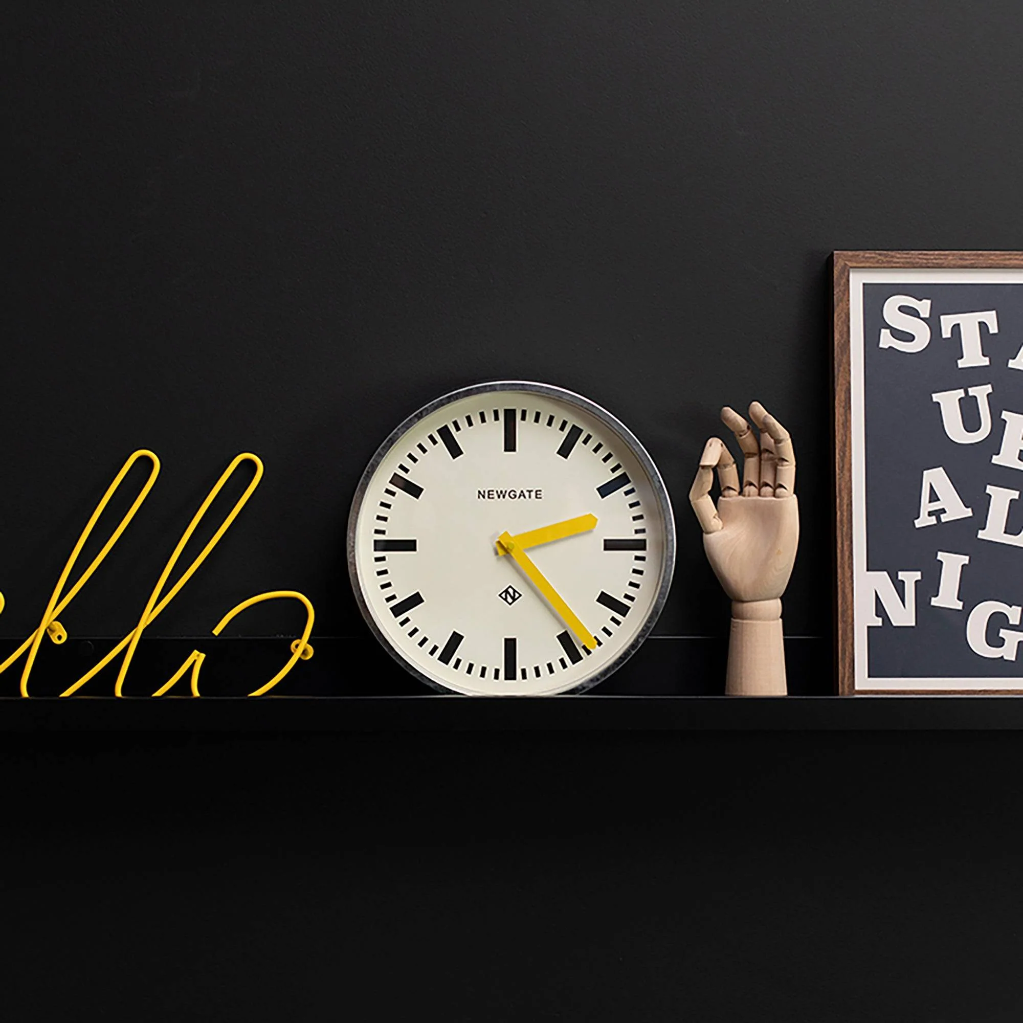 Newgate Luggage wall clock in galvanised and yellow - Image 3