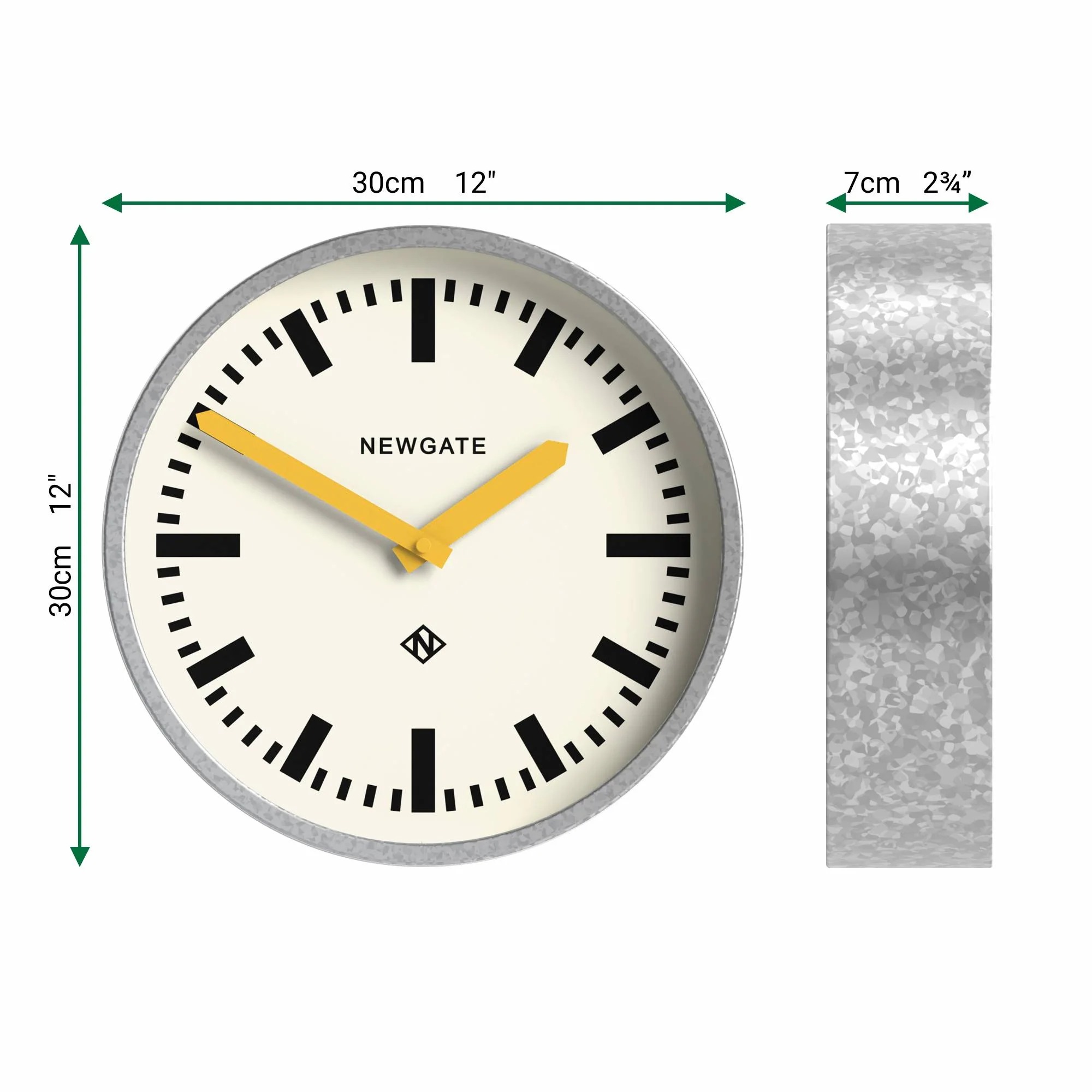 Newgate Luggage wall clock in galvanised and yellow - Image 4