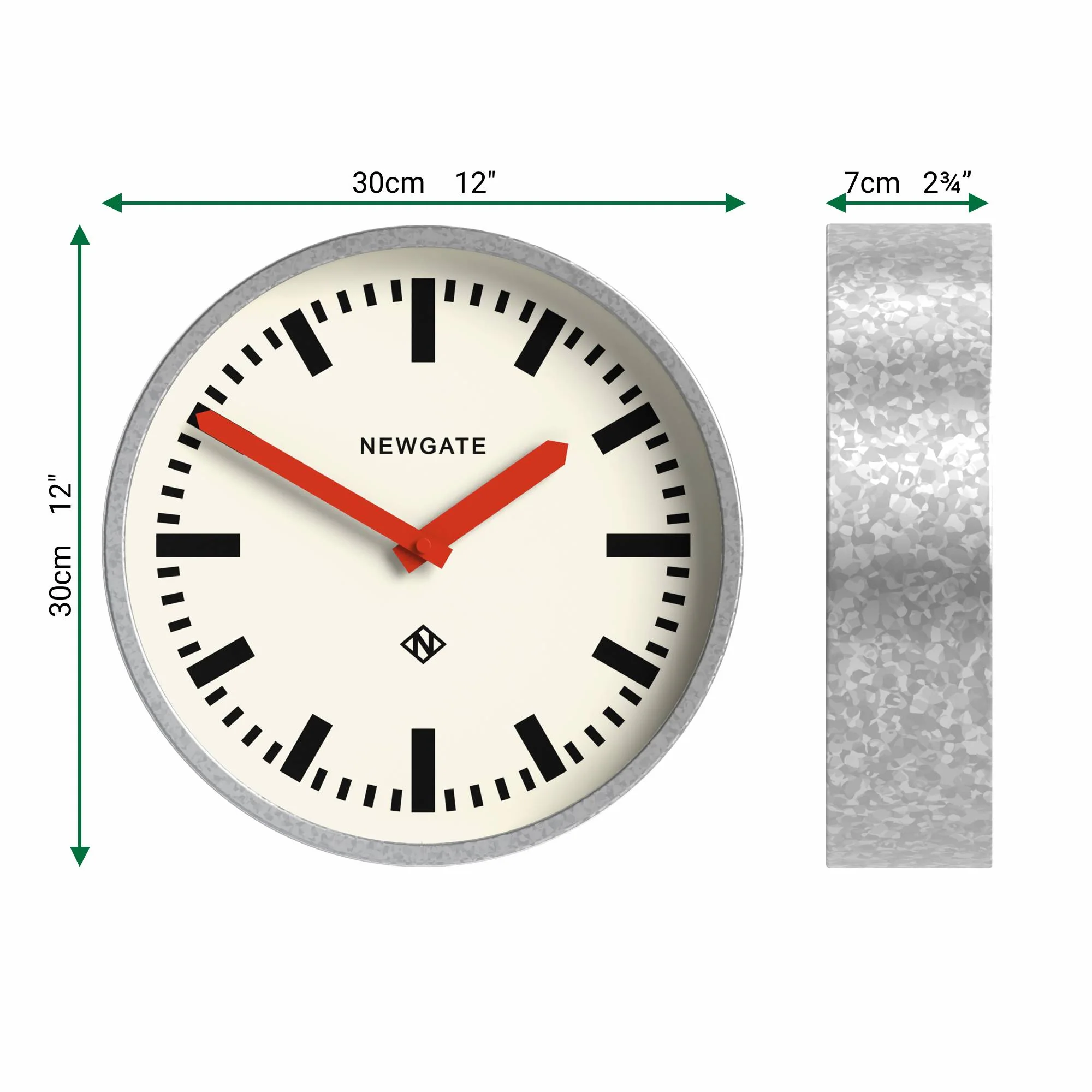 Newgate Luggage wall clock in galvanised and red - Image 4