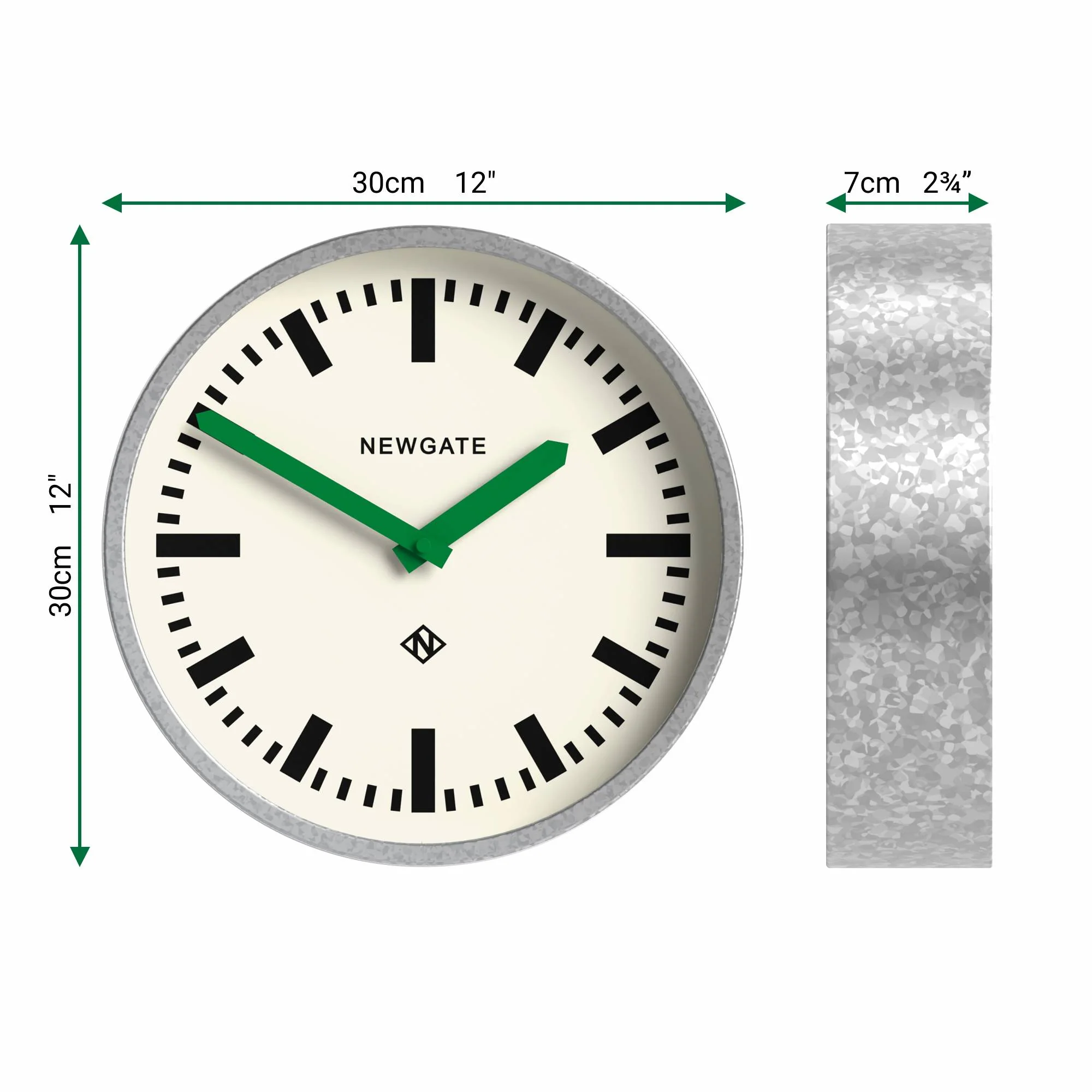 Newgate Luggage wall clock in galvanised and green - Image 4