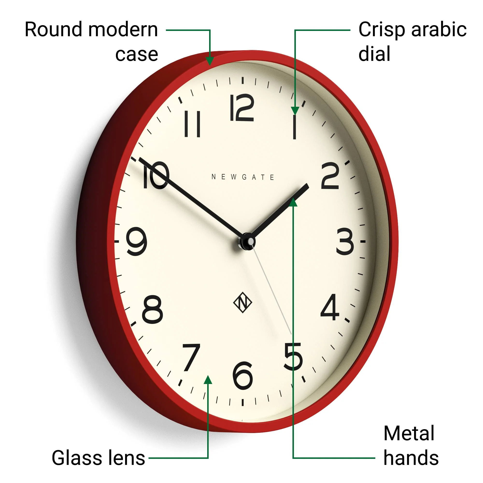 Newgate Echo Number Three wall clock in red - Image 6