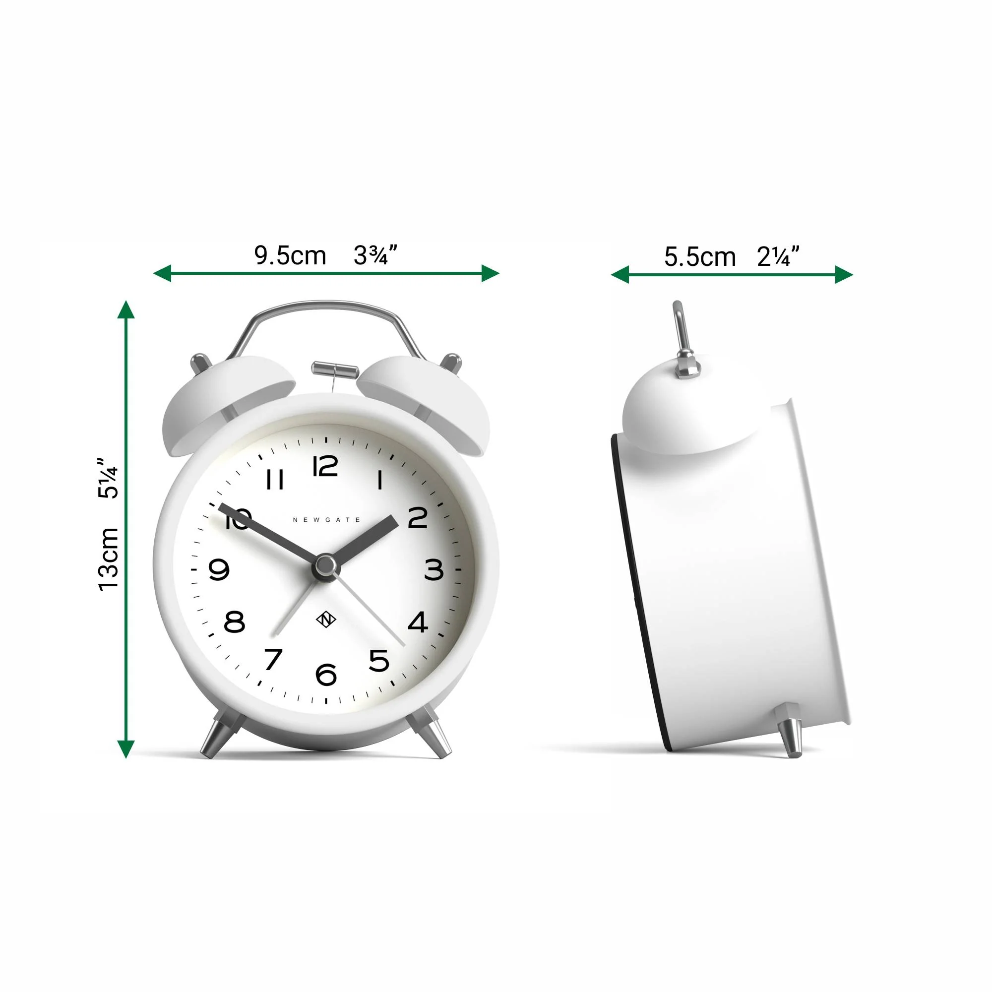 Newgate Charlie Bell alarm clock in white - Image 4
