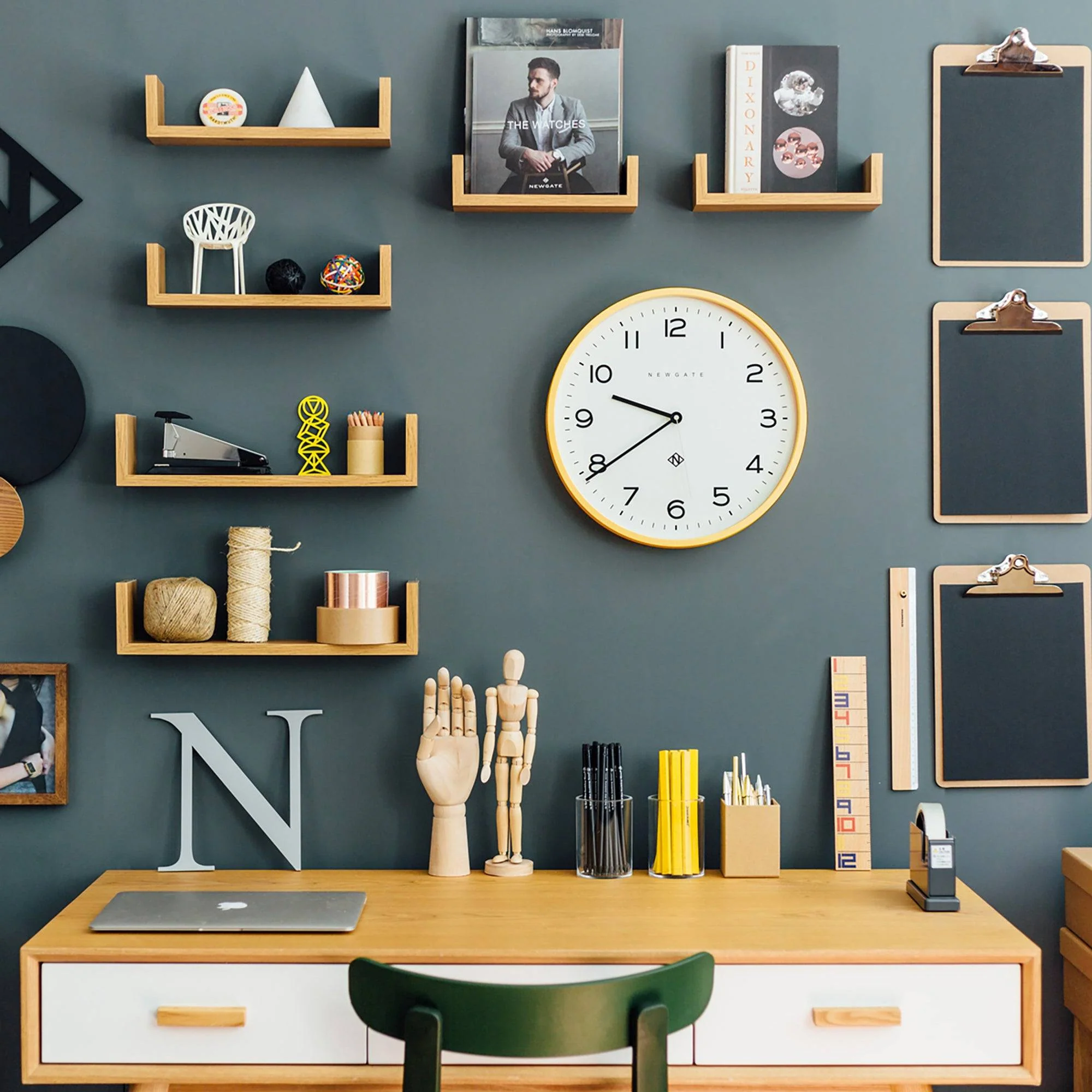 Newgate Echo Number Three wall clock in yellow - Image 3