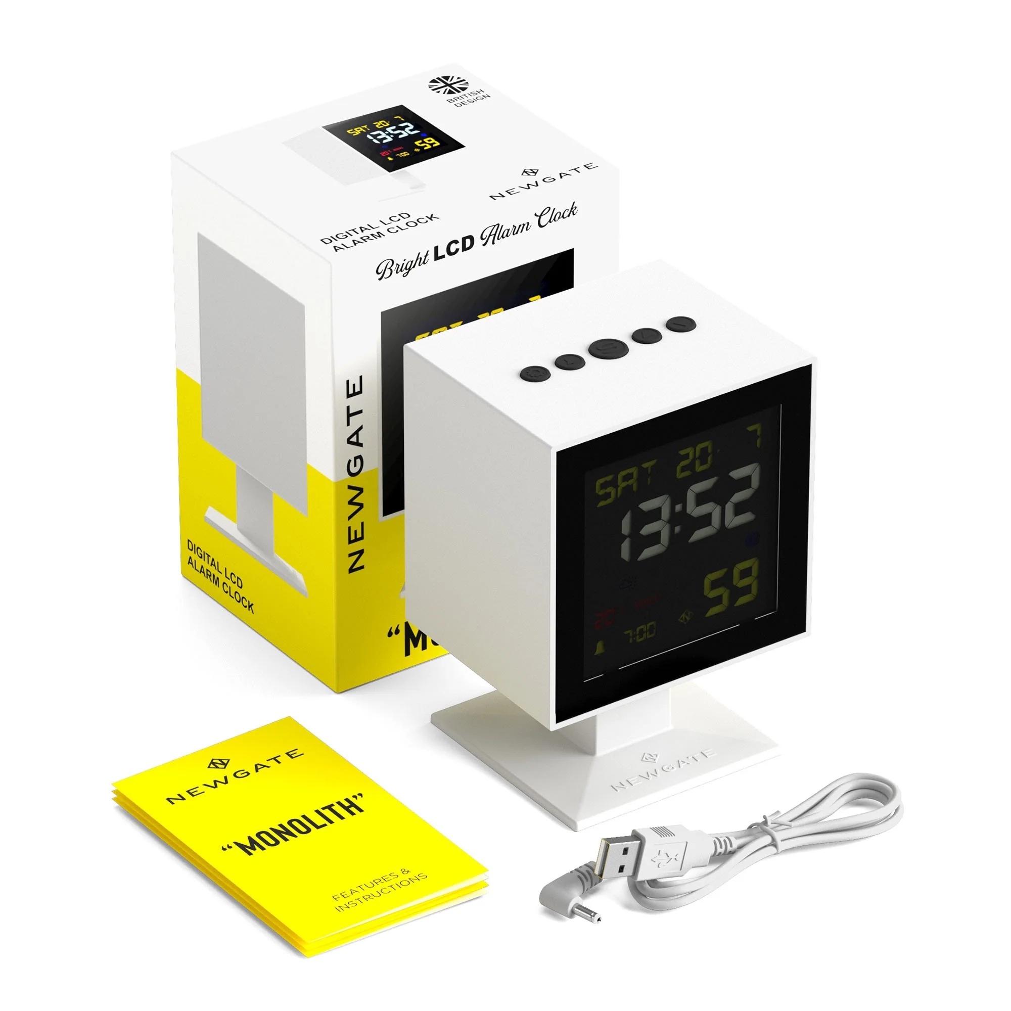 Newgate Monolith LCD alarm in white - Image 6
