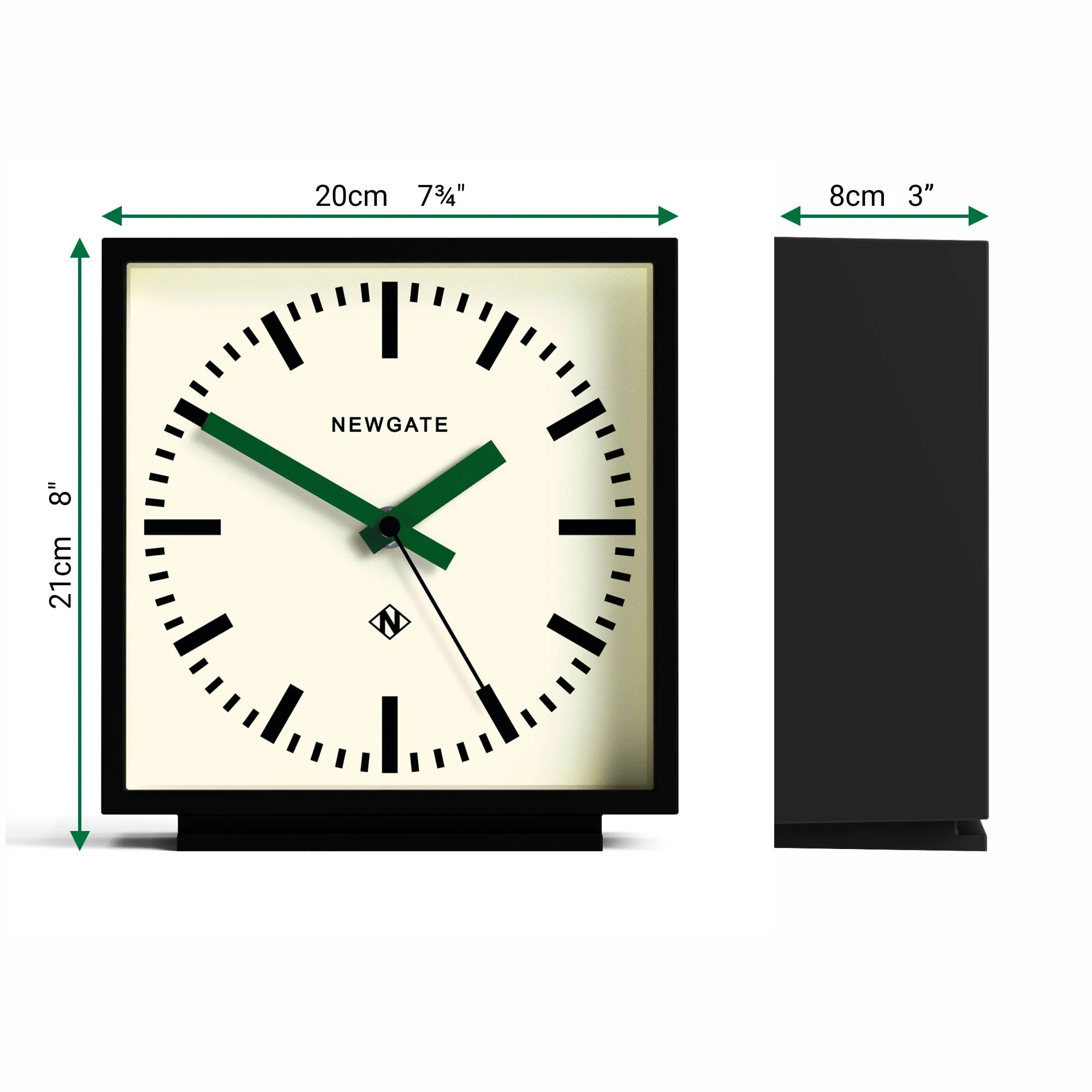 Newgate Amp mantel clock in black with green hands - Image 4