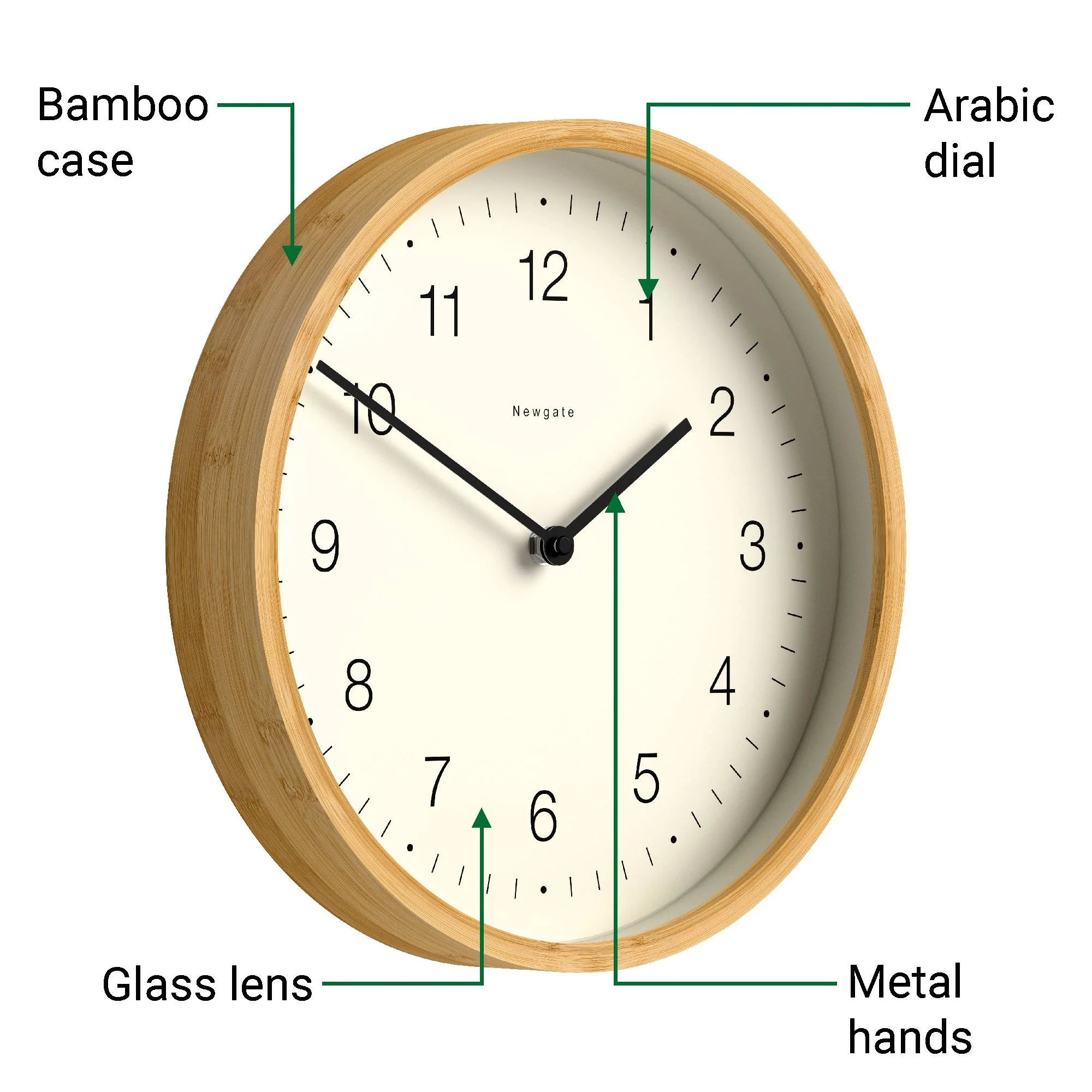 Newgate Bali wall clock in bamboo - Image 6