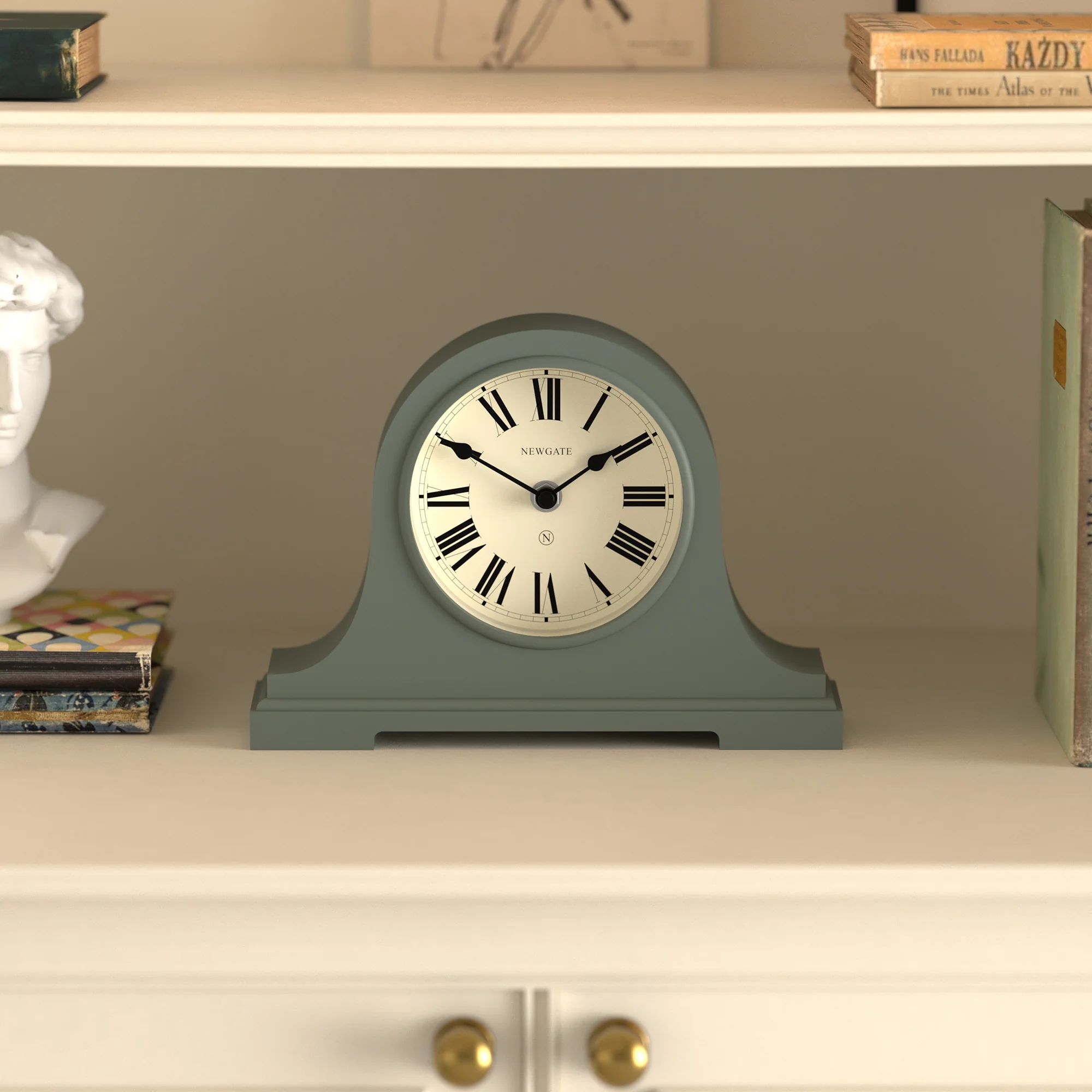 Newgate Broadway mantel clock in asparagus green - Image 3