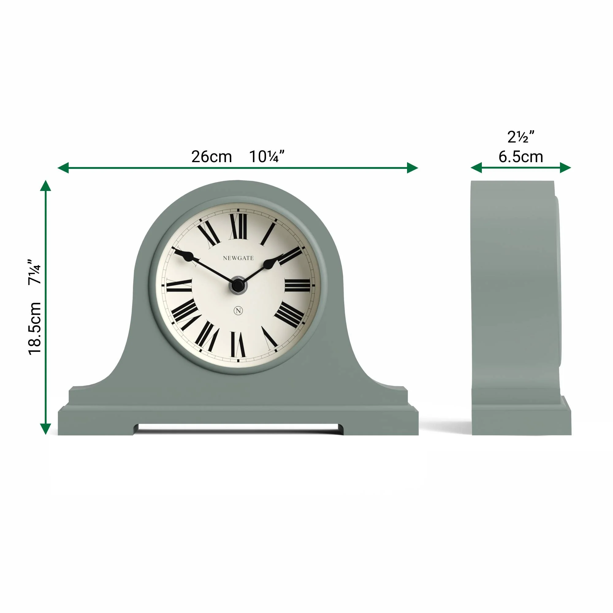 Newgate Broadway mantel clock in asparagus green - Image 4