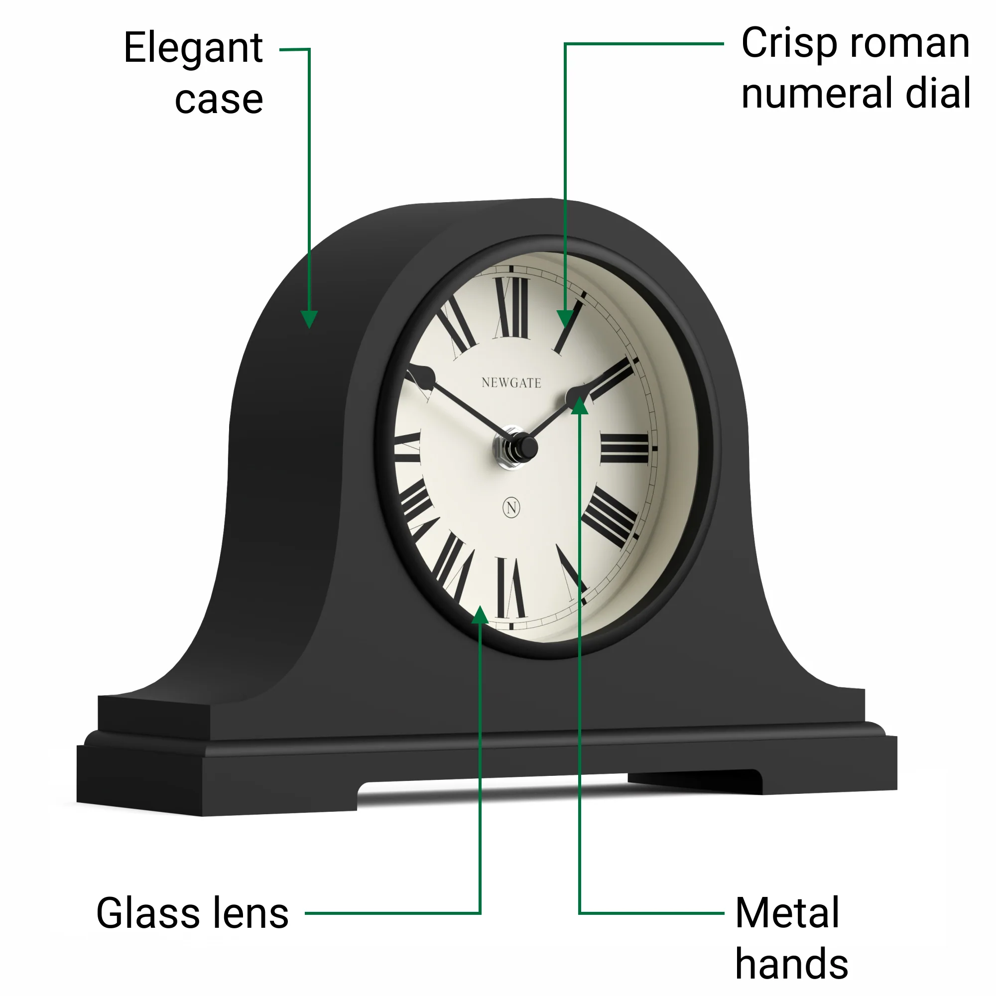 Newgate Broadway mantel clock in black - Image 6