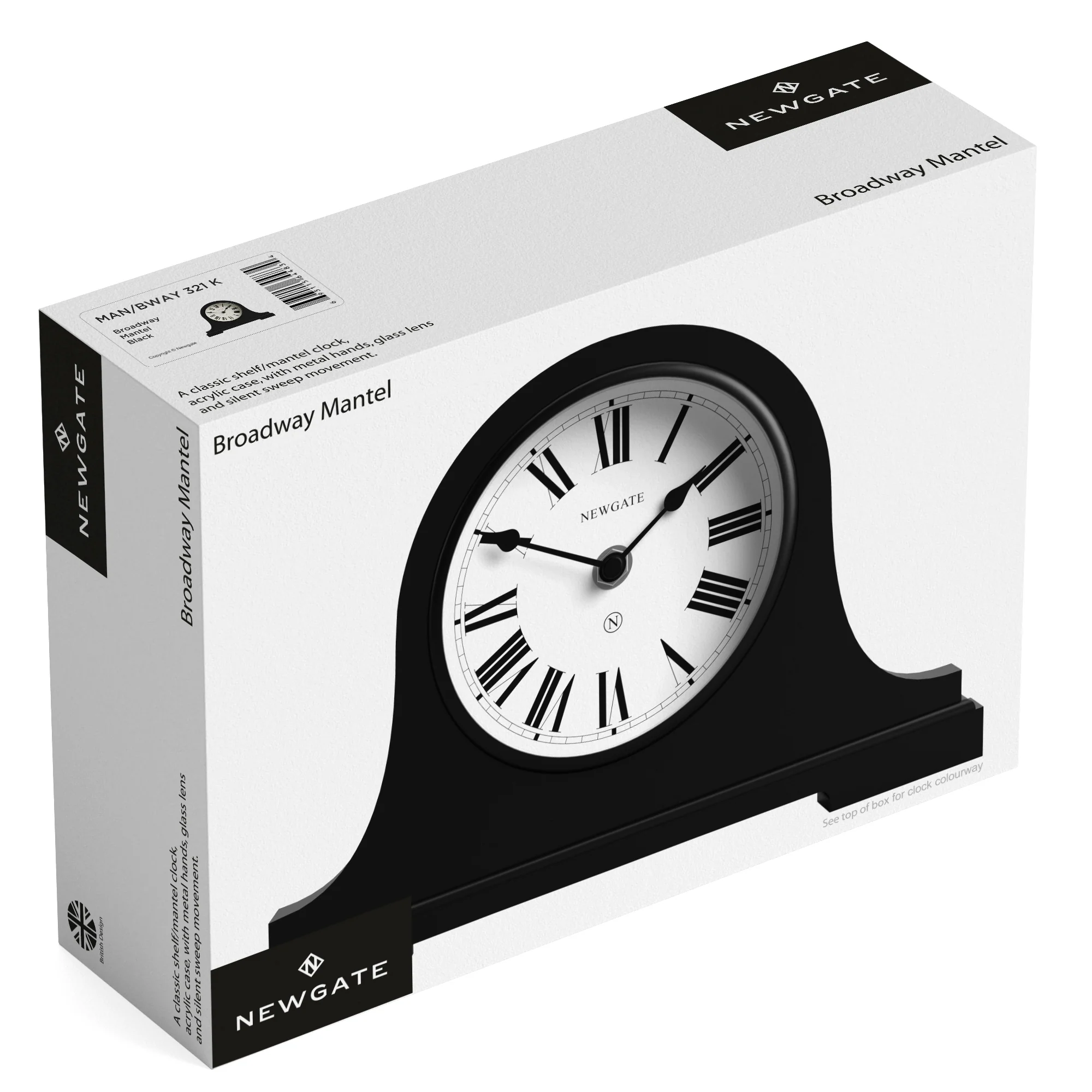 Newgate Broadway mantel clock in black - Image 8