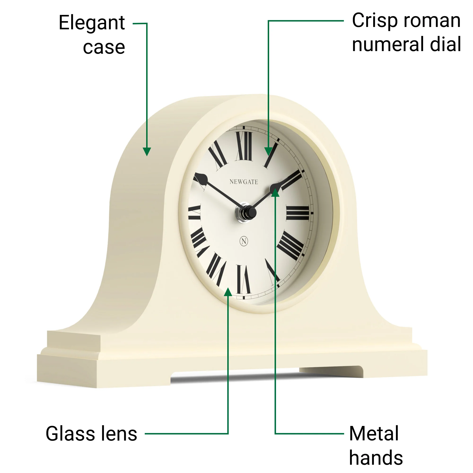 Newgate Broadway mantel clock in cream - Image 6