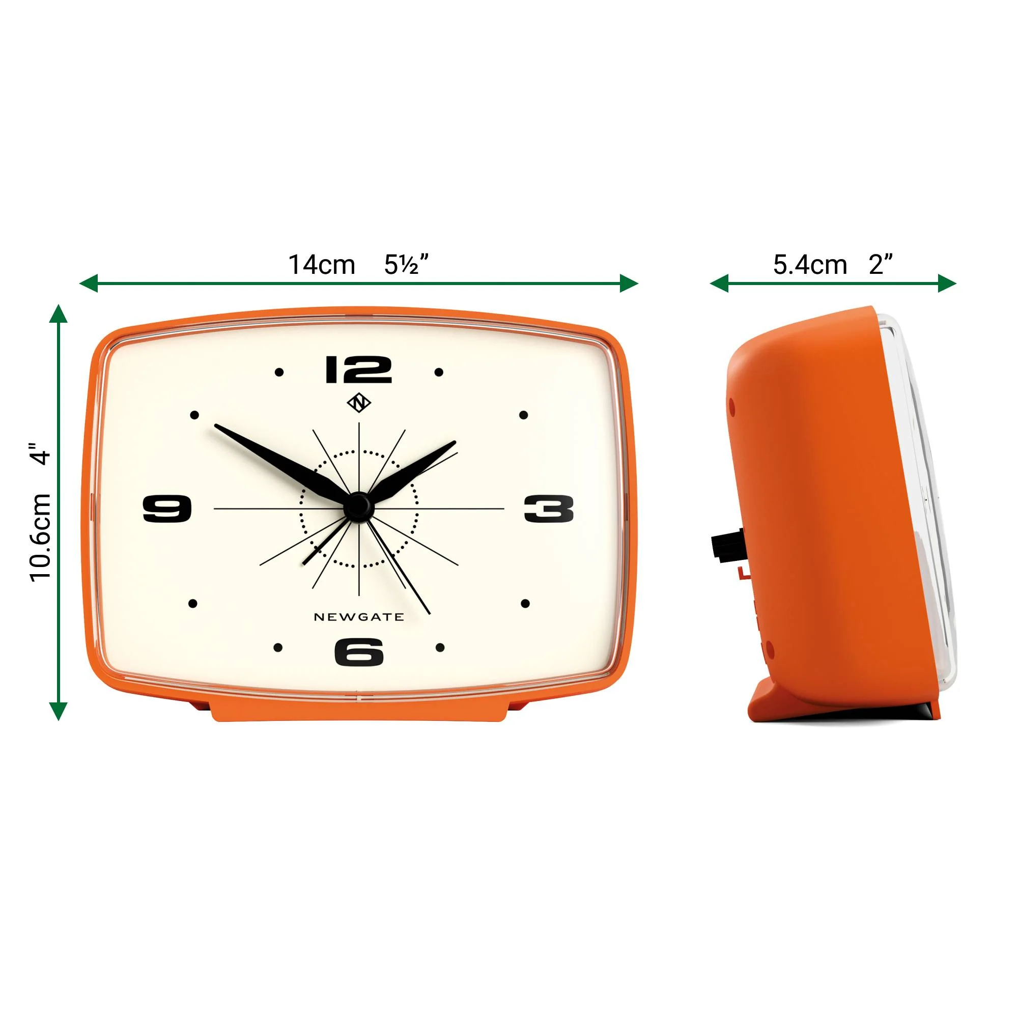 Newgate Brooklyn alarm clock in pumpkin orange - Image 4
