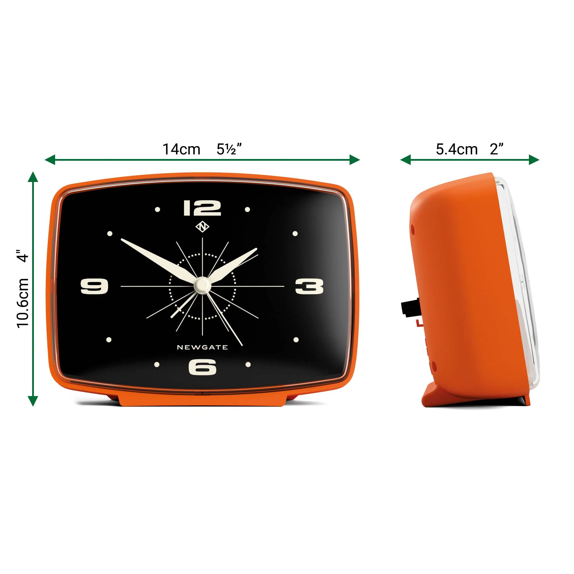 Newgate Brooklyn alarm clock in pumpkin orange - Image 4