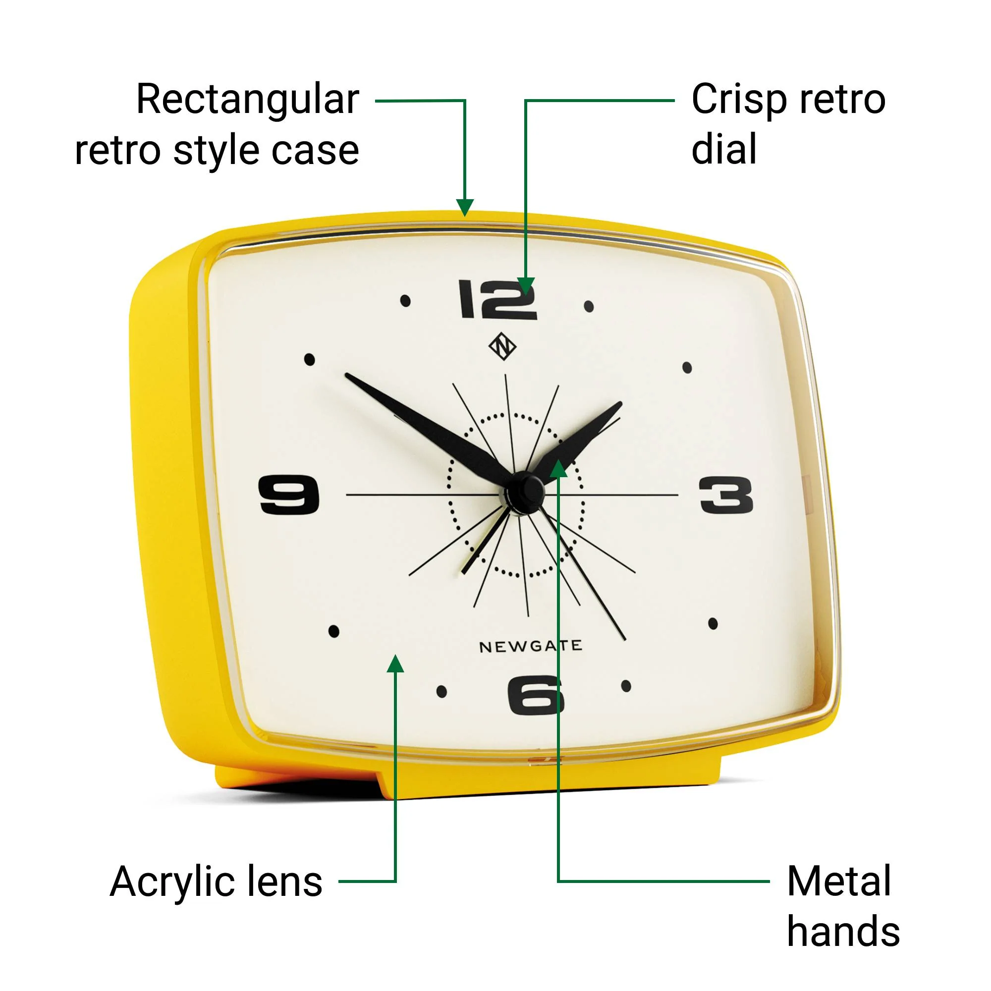 Newgate Brooklyn alarm clock in yellow - Image 6