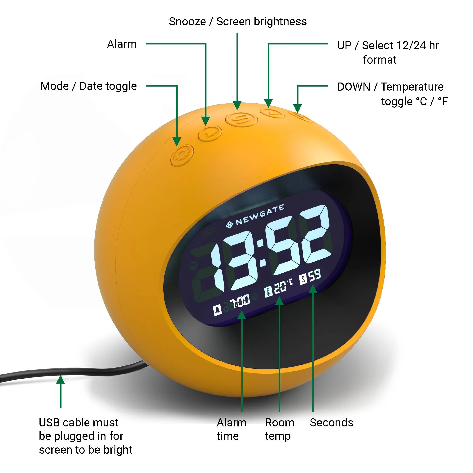 Newgate Centre of the Earth LCD alarm in yellow - Image 7