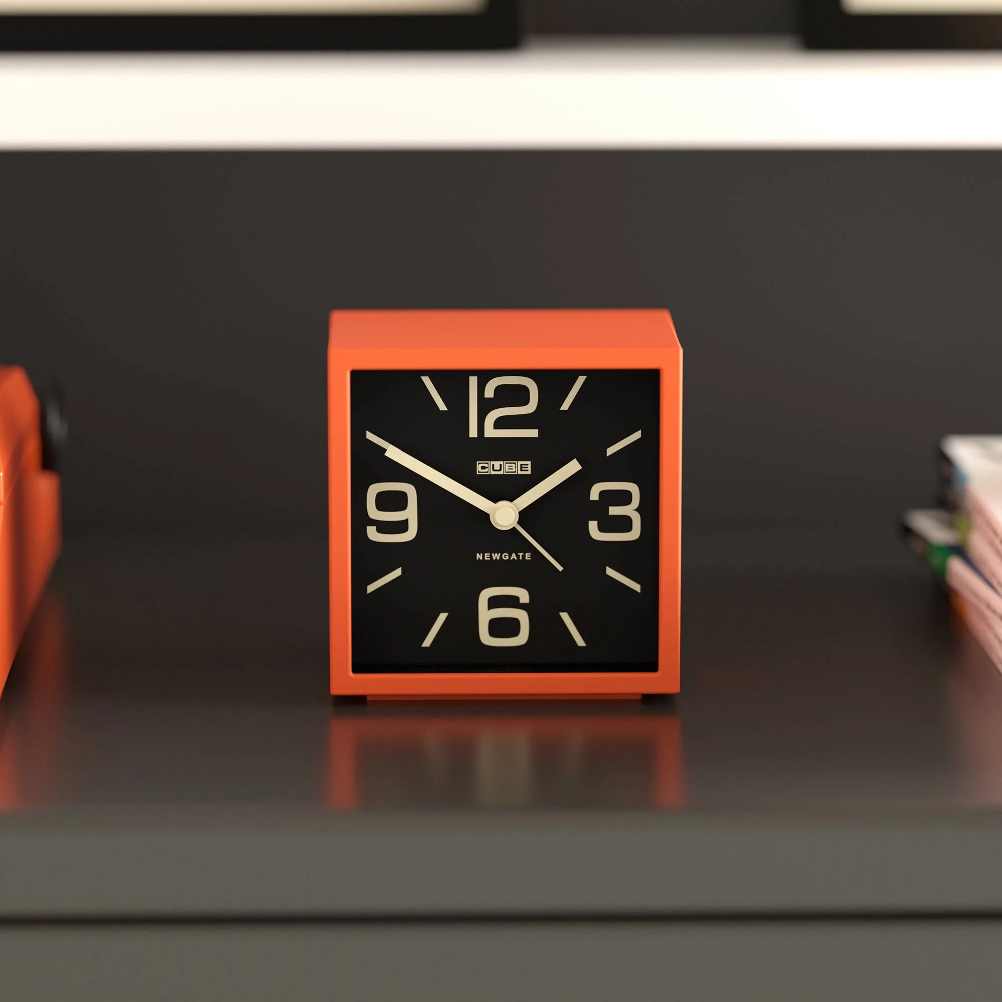Newgate Cube alarm clock in orange - Image 3