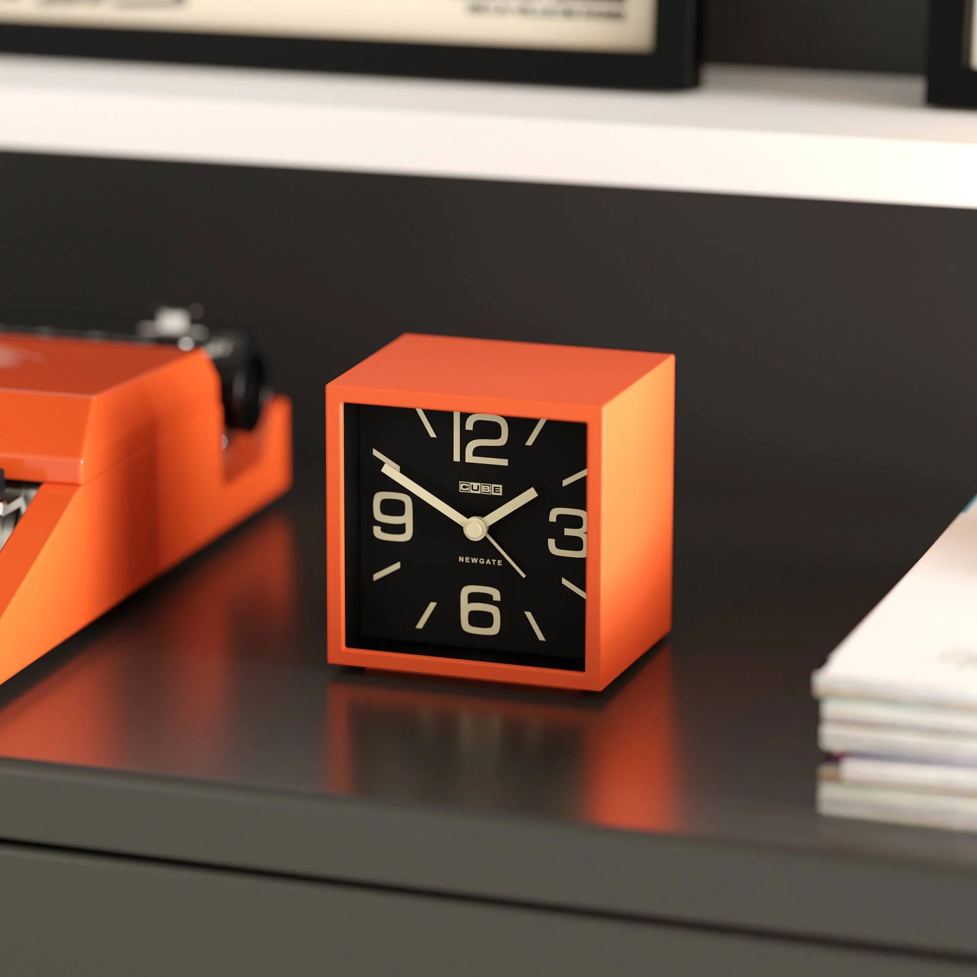 Newgate Cube alarm clock in orange - Image 5